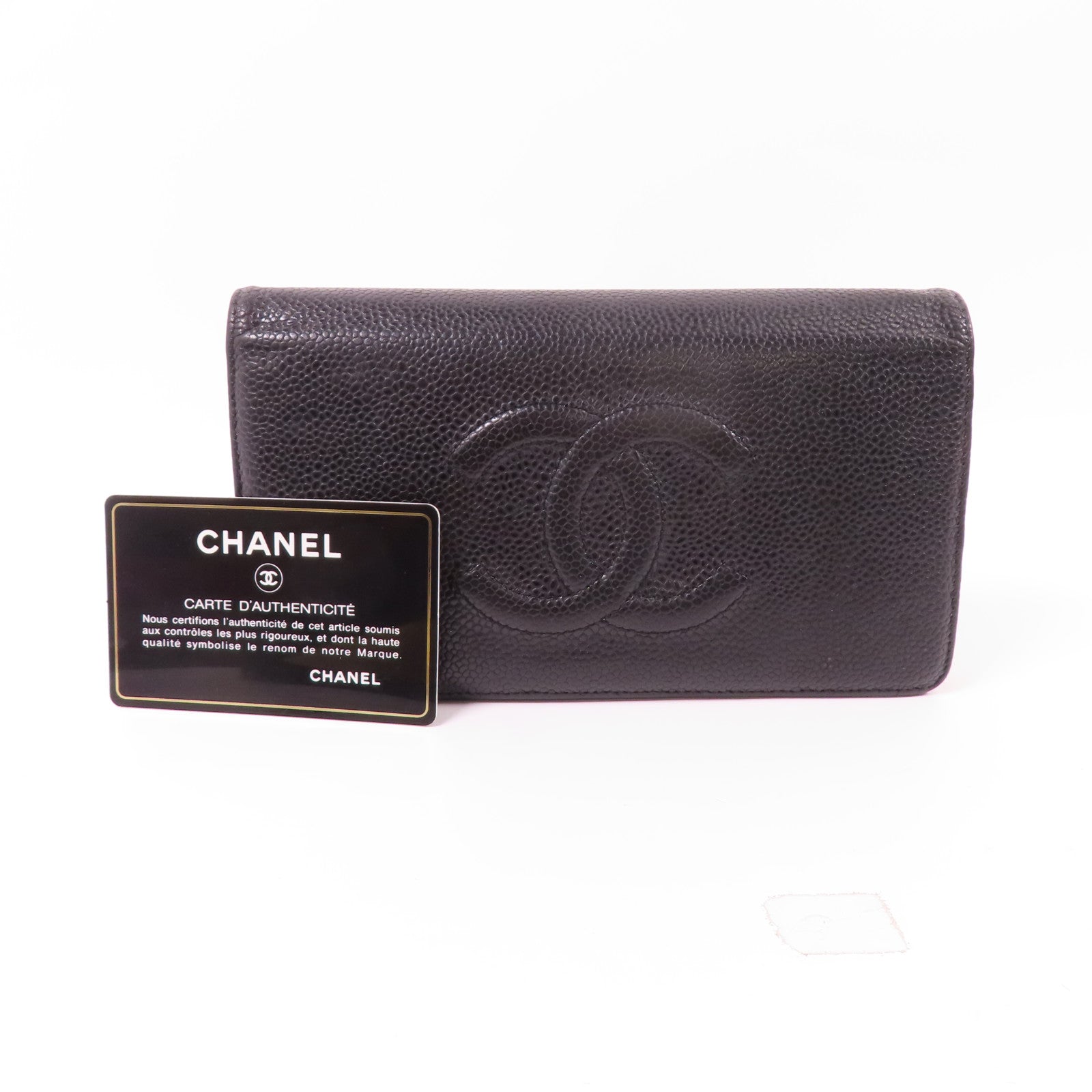 CHANEL 牛皮皮革Long Wallet銀扣長錢包