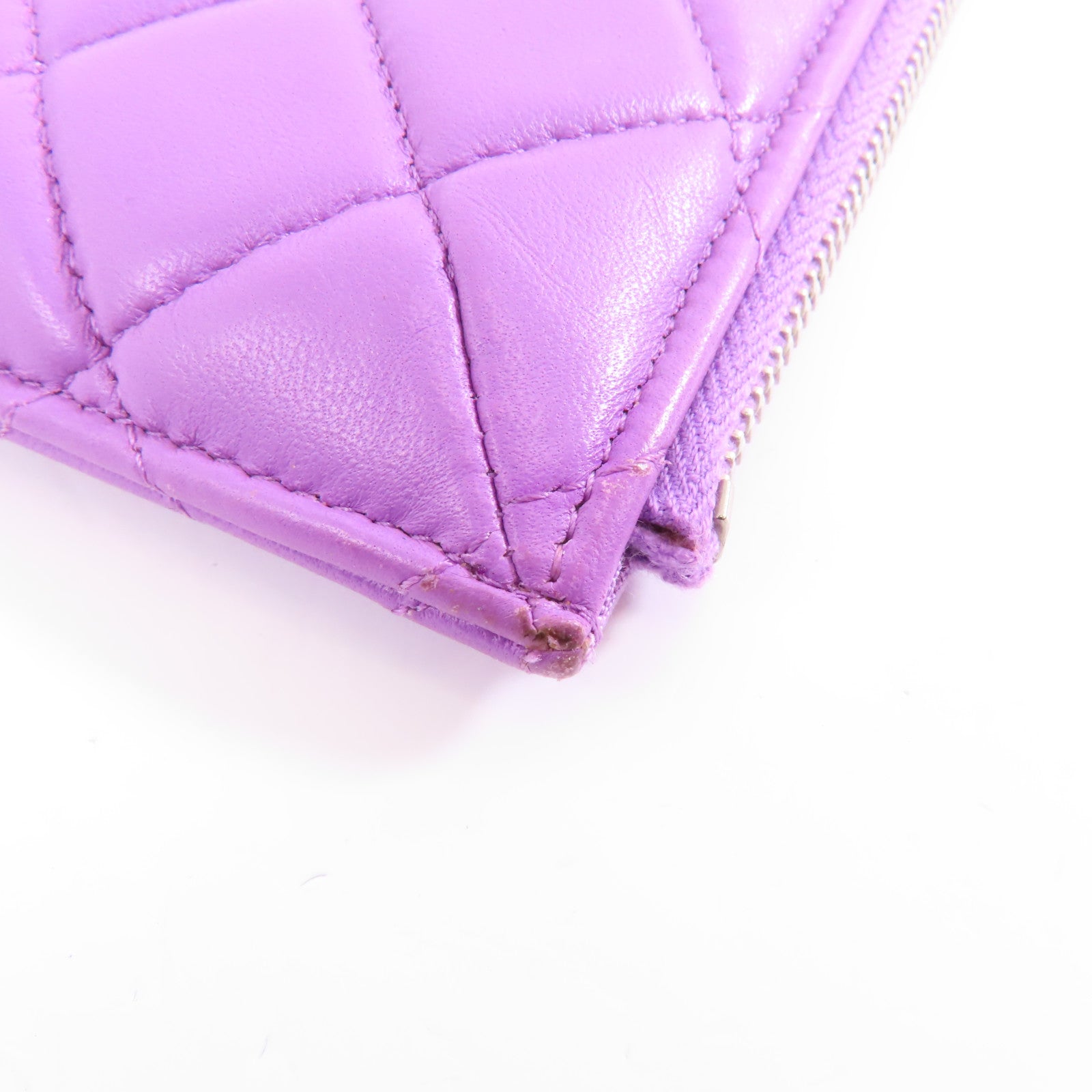 CHANEL 菱格羊皮皮革Clutch Bag金扣手拿包紫色