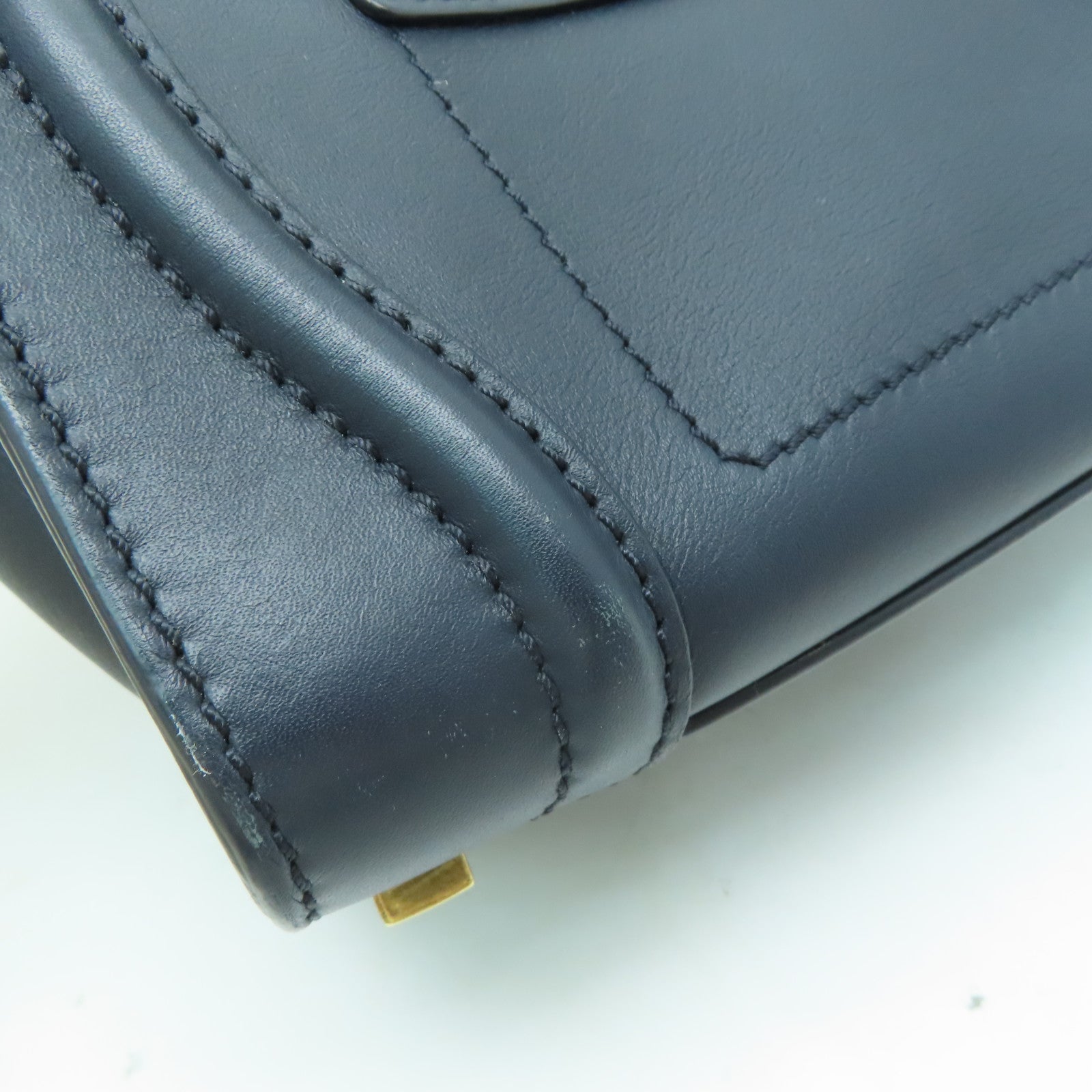 CELINE 牛皮皮革Micro Luggage金扣手挽袋深藍色