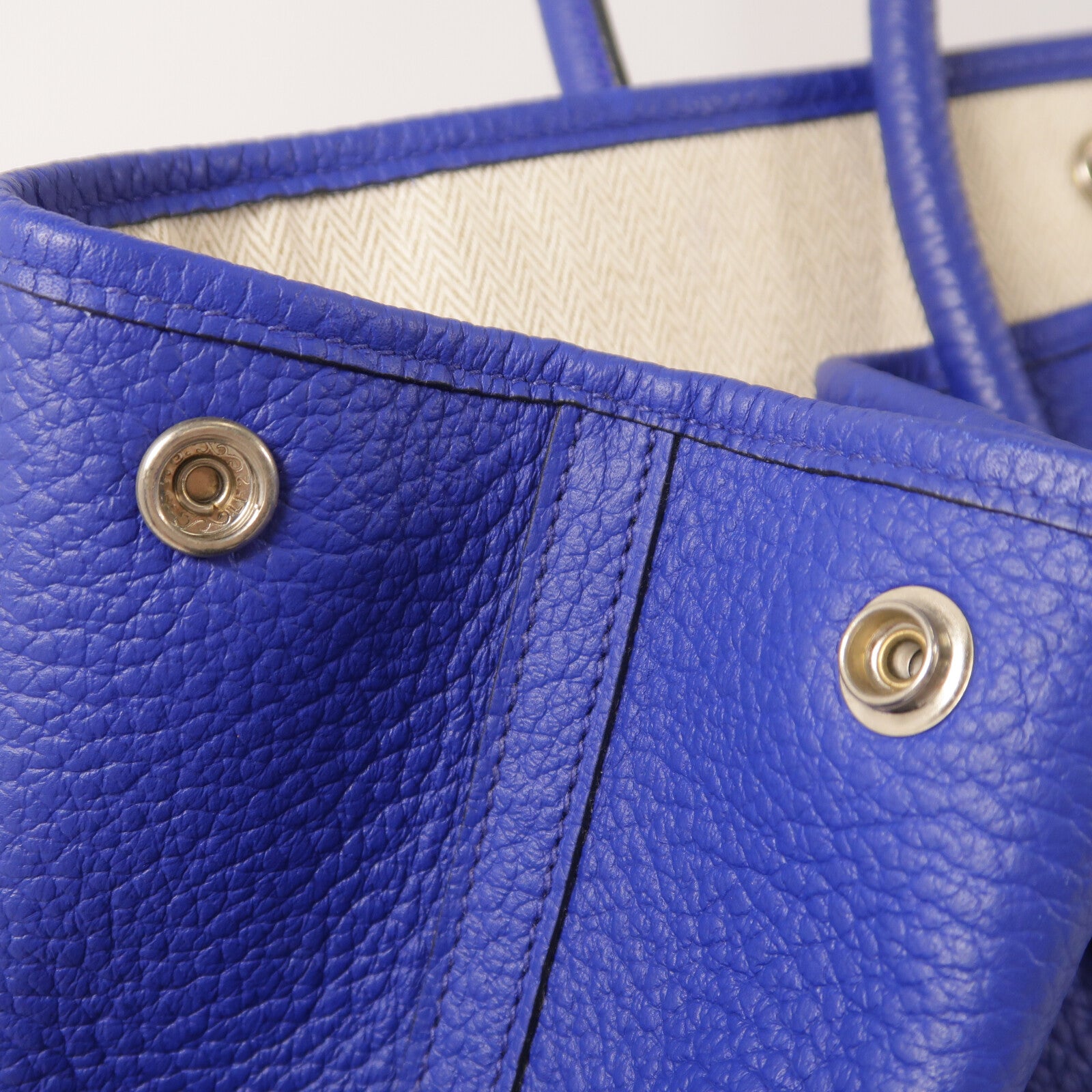 HERMES Country皮革Garden Party PM手挽袋Blue Electric