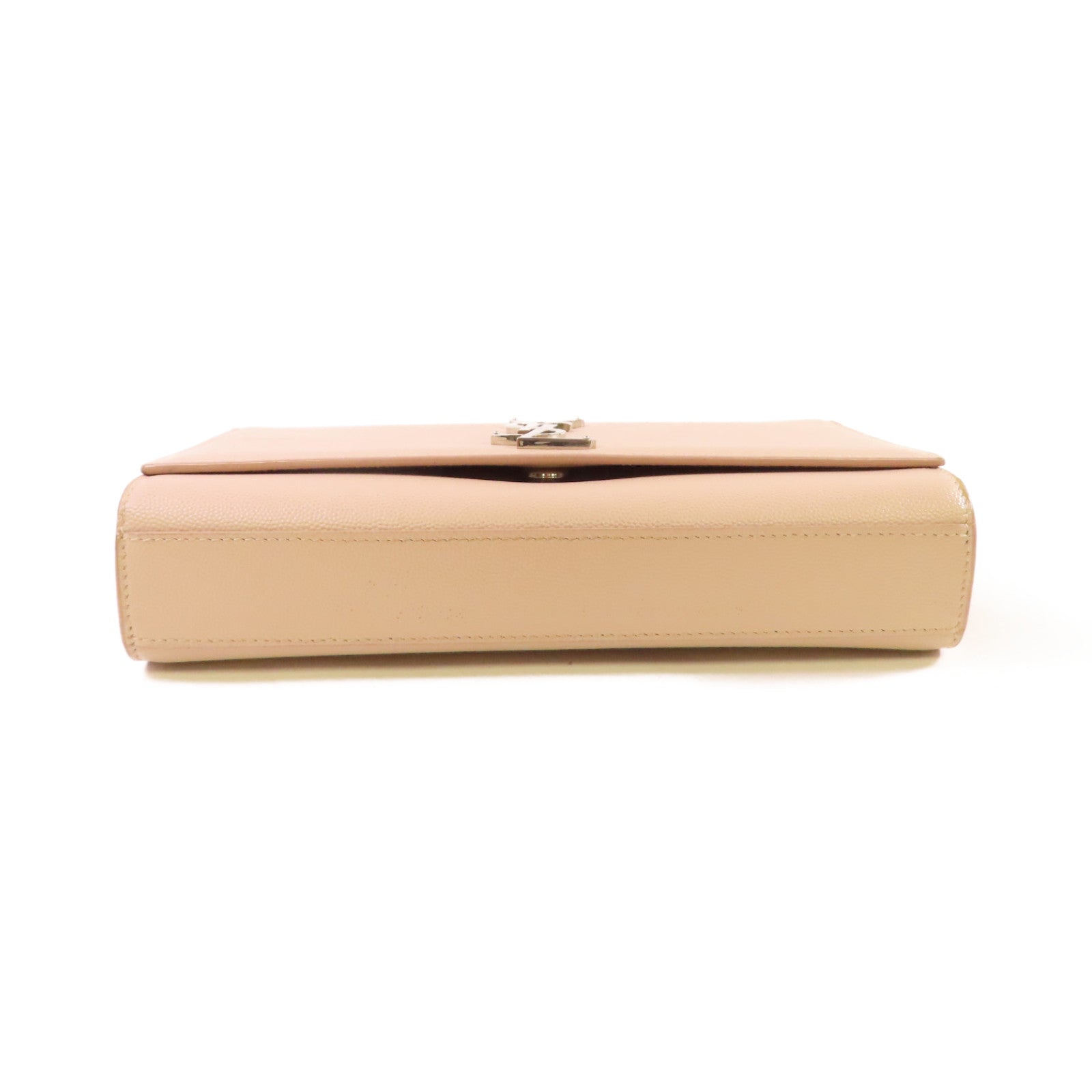 YVES SAINT LAURENT 牛皮皮革Kate Small Shoulder Bag銀扣鏈帶肩背袋杏色