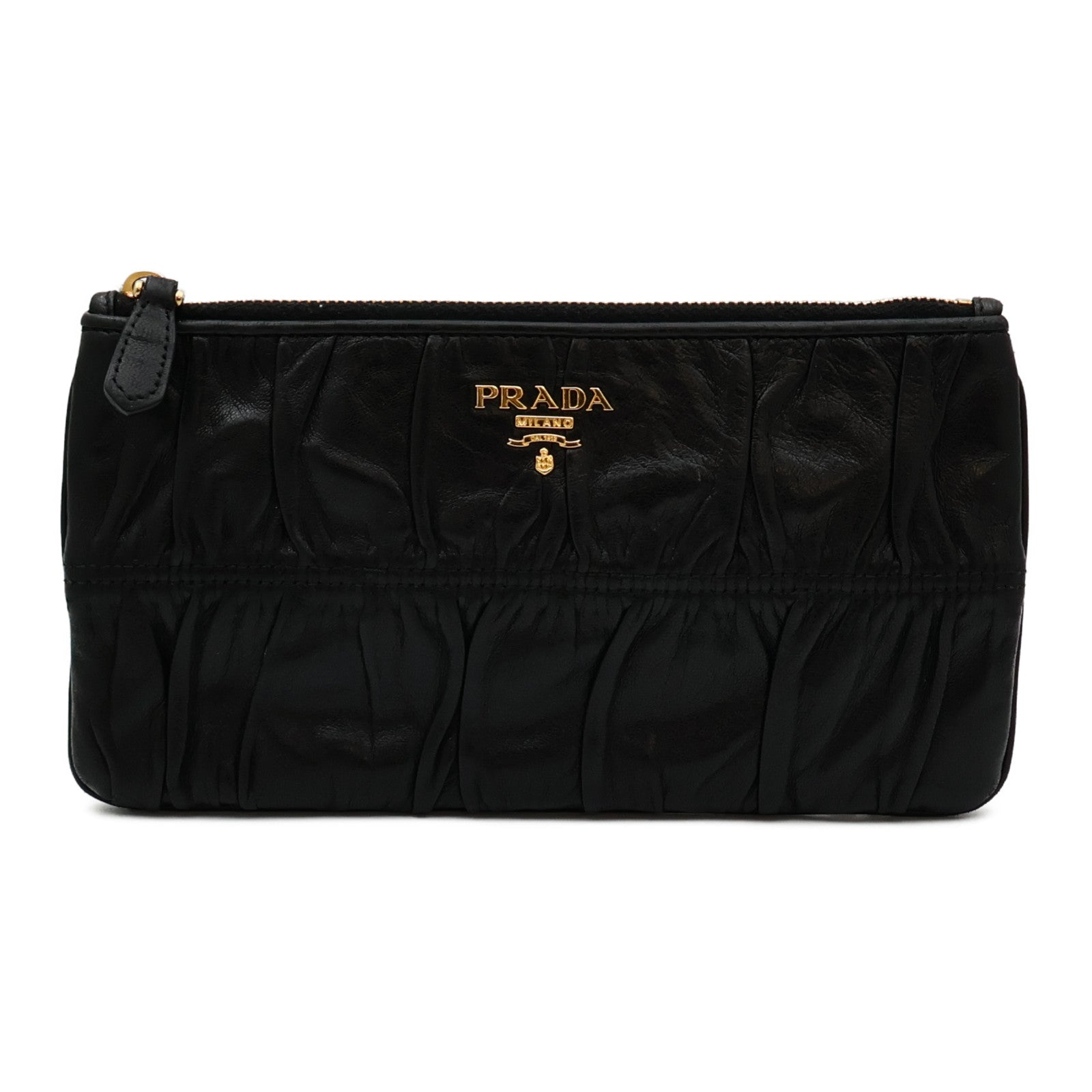 PRADA 羊皮皮革Pouch金扣手拿包