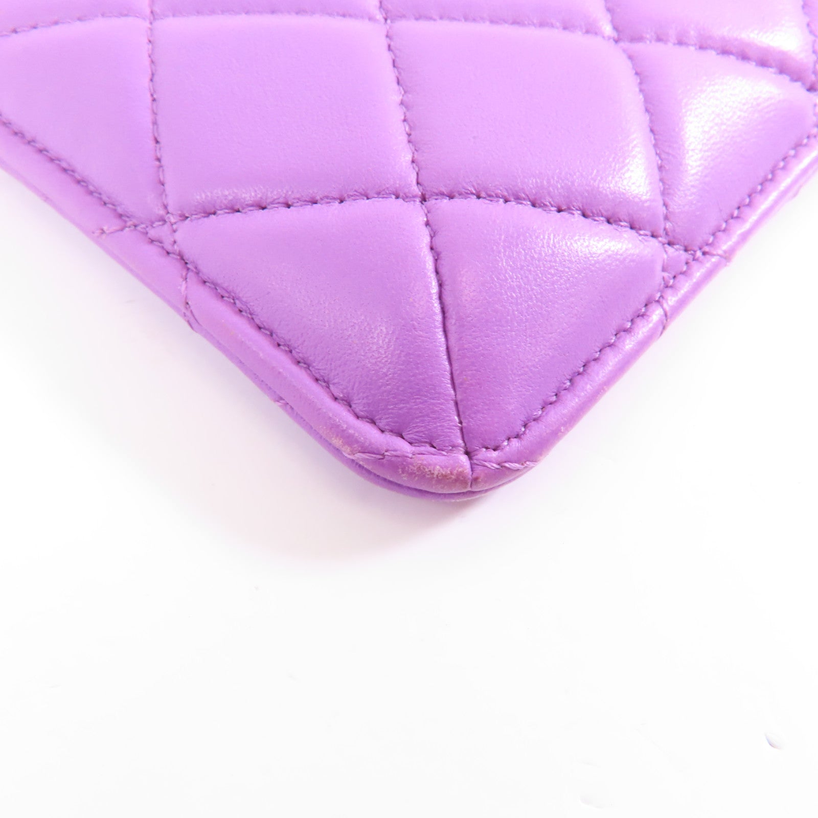 CHANEL 菱格羊皮皮革Clutch Bag金扣手拿包紫色