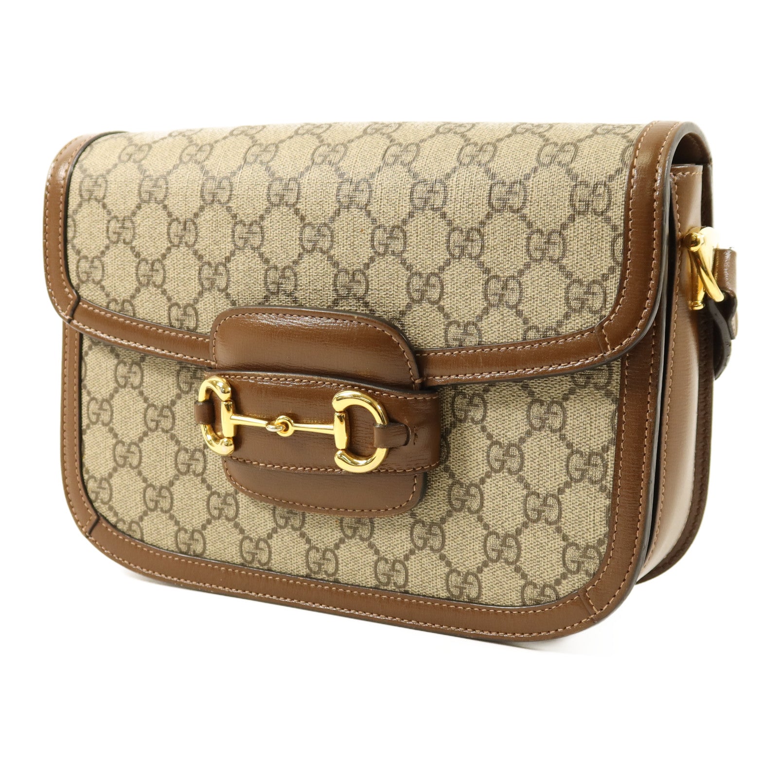 GUCCI 塗層帆布Horsebit 1955 Medium金扣肩背袋