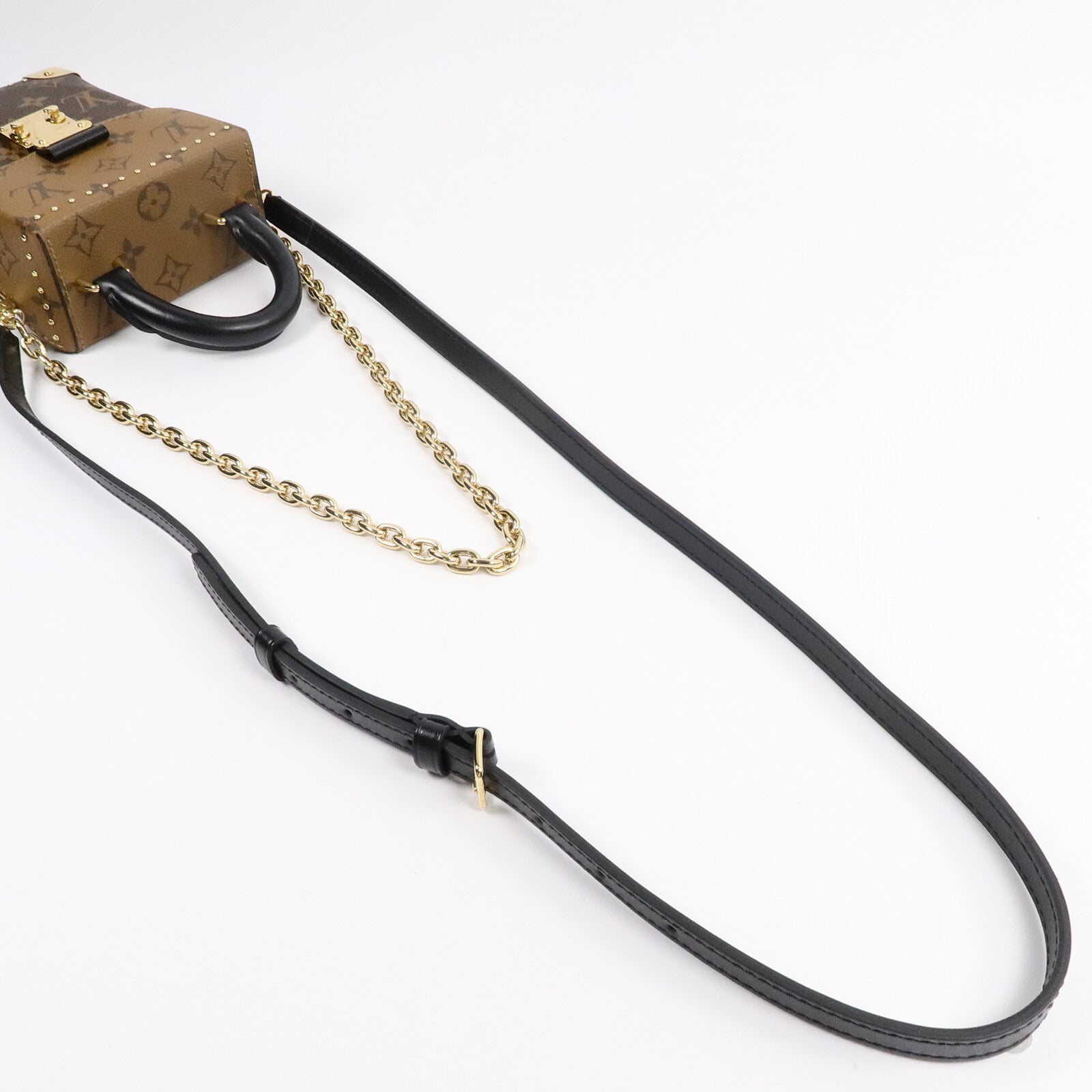 LOUIS VUITTON Monogram/Monogram Reverse Camera Box金扣鏈帶手挽肩背兩用袋