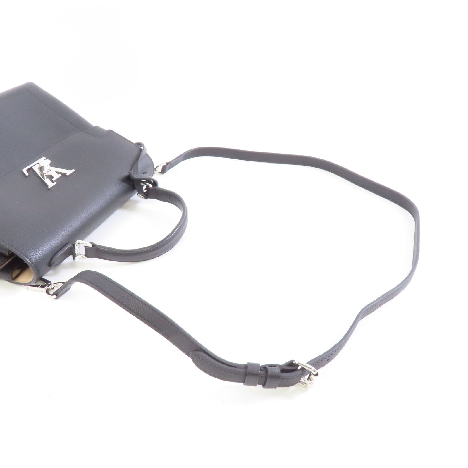 LOUIS VUITTON 牛皮皮革Lock Me Ever BB銀扣手挽肩背兩用袋黑色