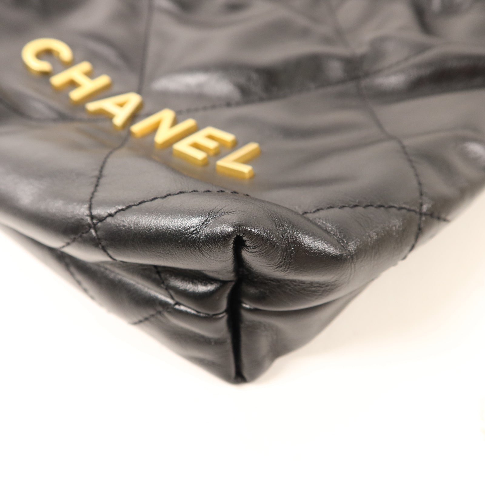 CHANEL 羊皮皮革Mini 22金扣手挽肩背兩用袋