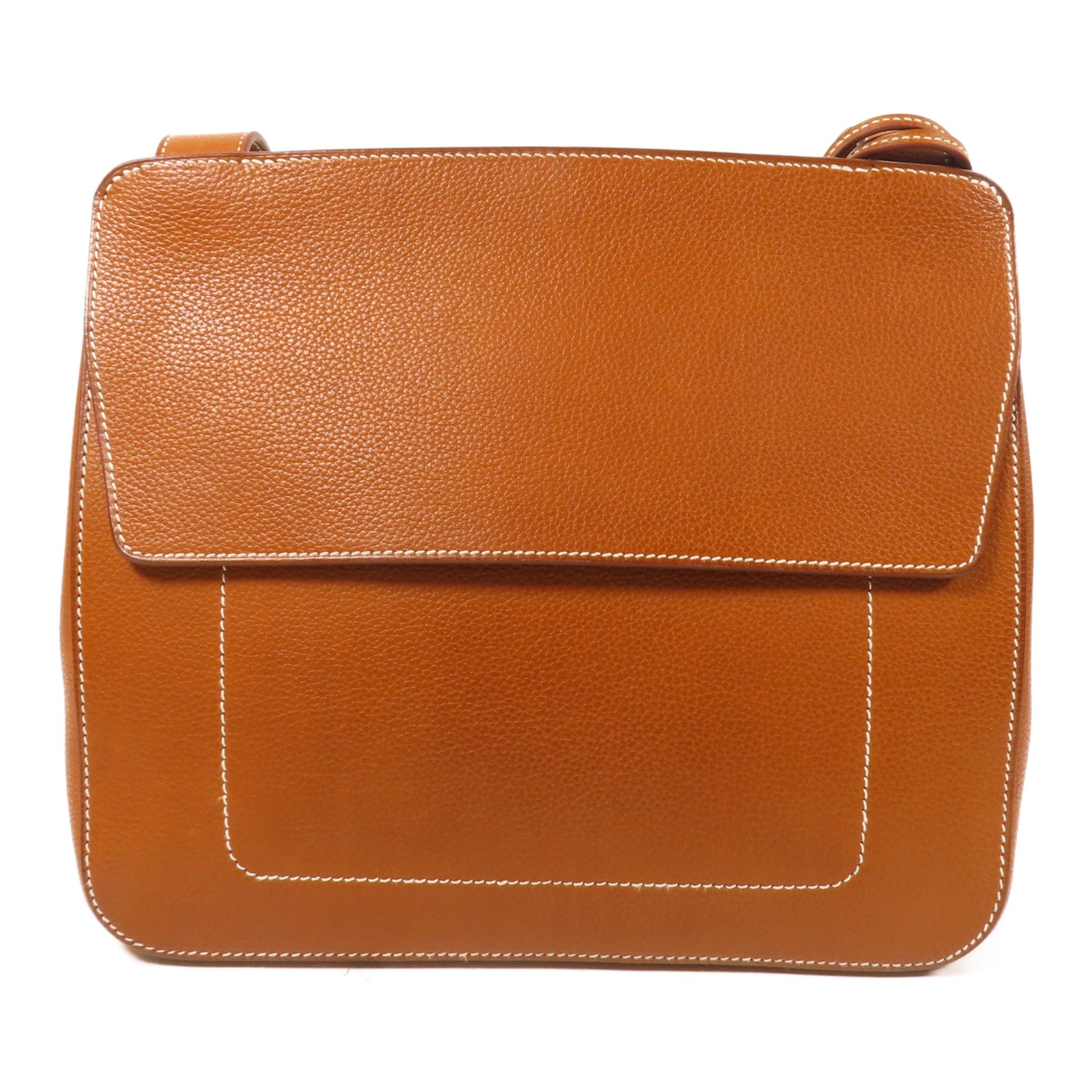 HERMES Barenia Faubourg皮革Mali-Selle Messenger Bag銀扣肩背袋啡色