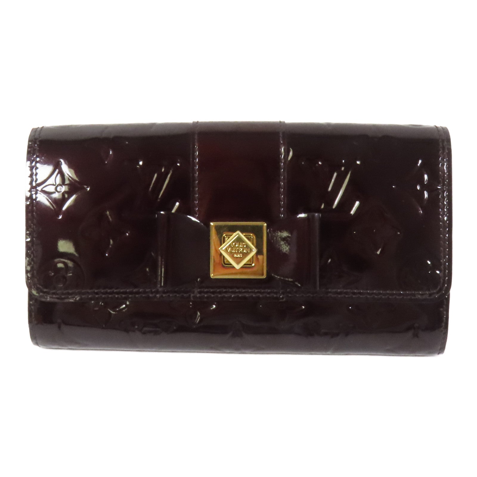 LOUIS VUITTON Monogram Vernis Sarah Wallet金扣長錢包