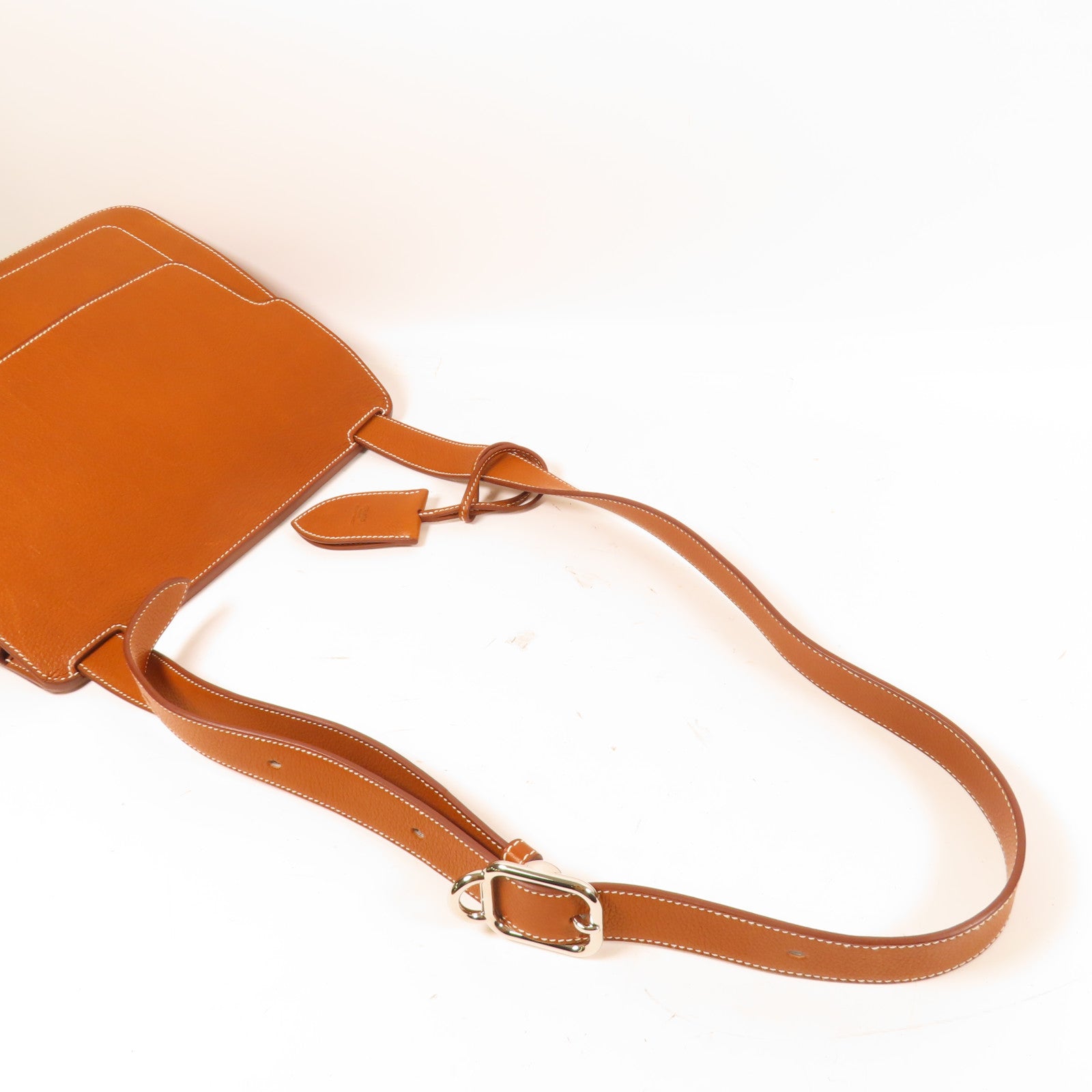 HERMES Barenia Faubourg皮革Mali-Selle Messenger Bag銀扣肩背袋啡色