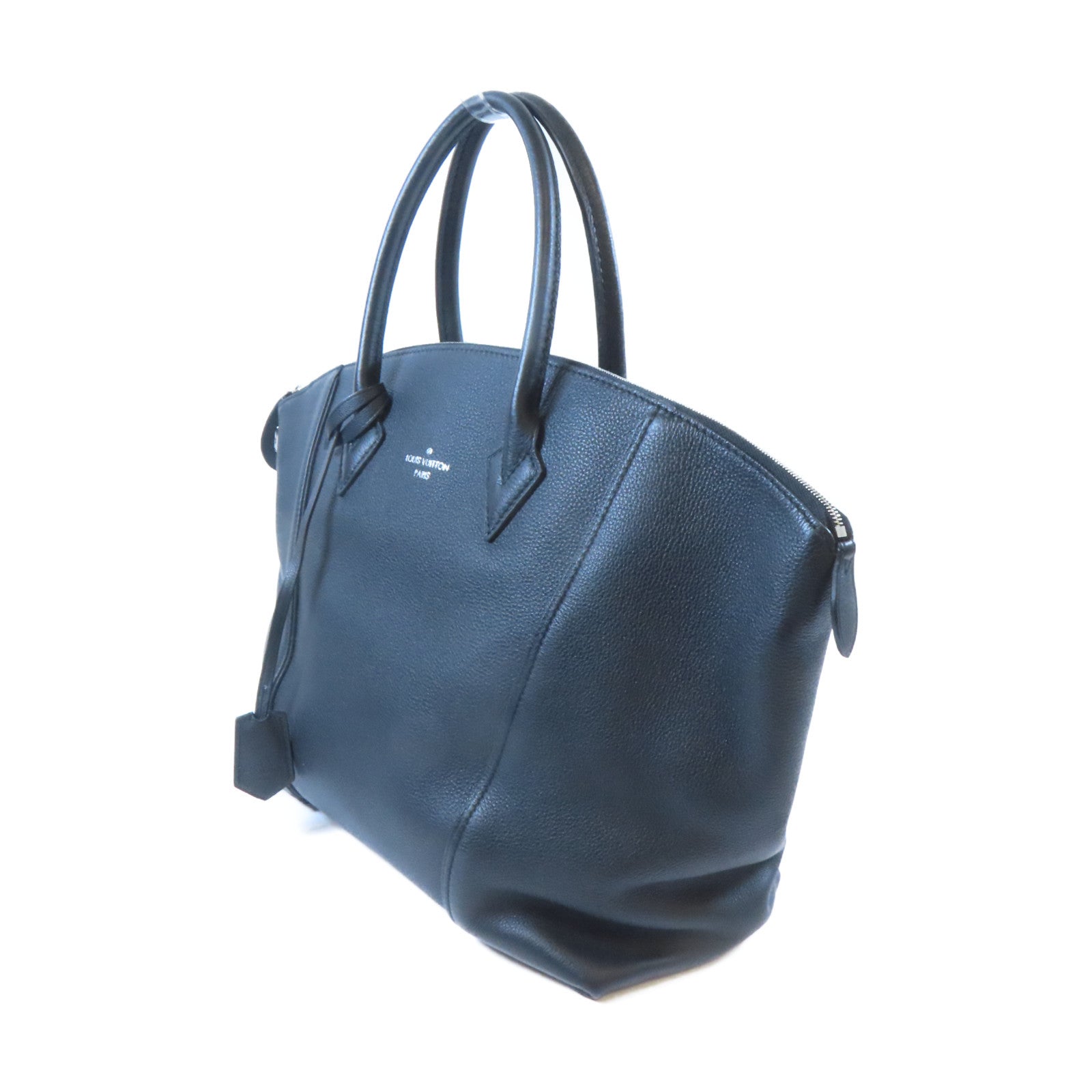 LOUIS VUITTON 【激減優惠】牛皮皮革Lockit MM銀扣手挽袋黑色