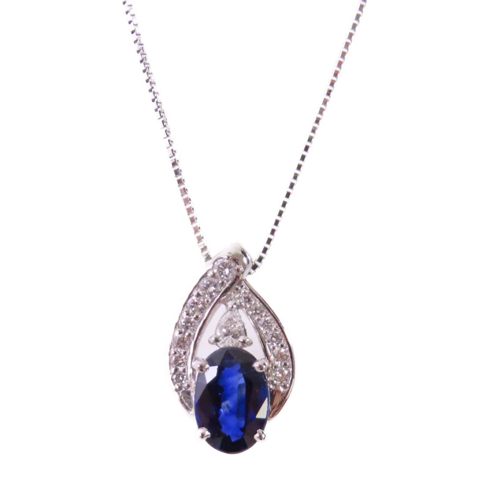 JEWELRY 【激減優惠】PT850鉑金/1.73ct藍寶石/0.24ct鑽石Sapphire/Diamond Necklace項鏈