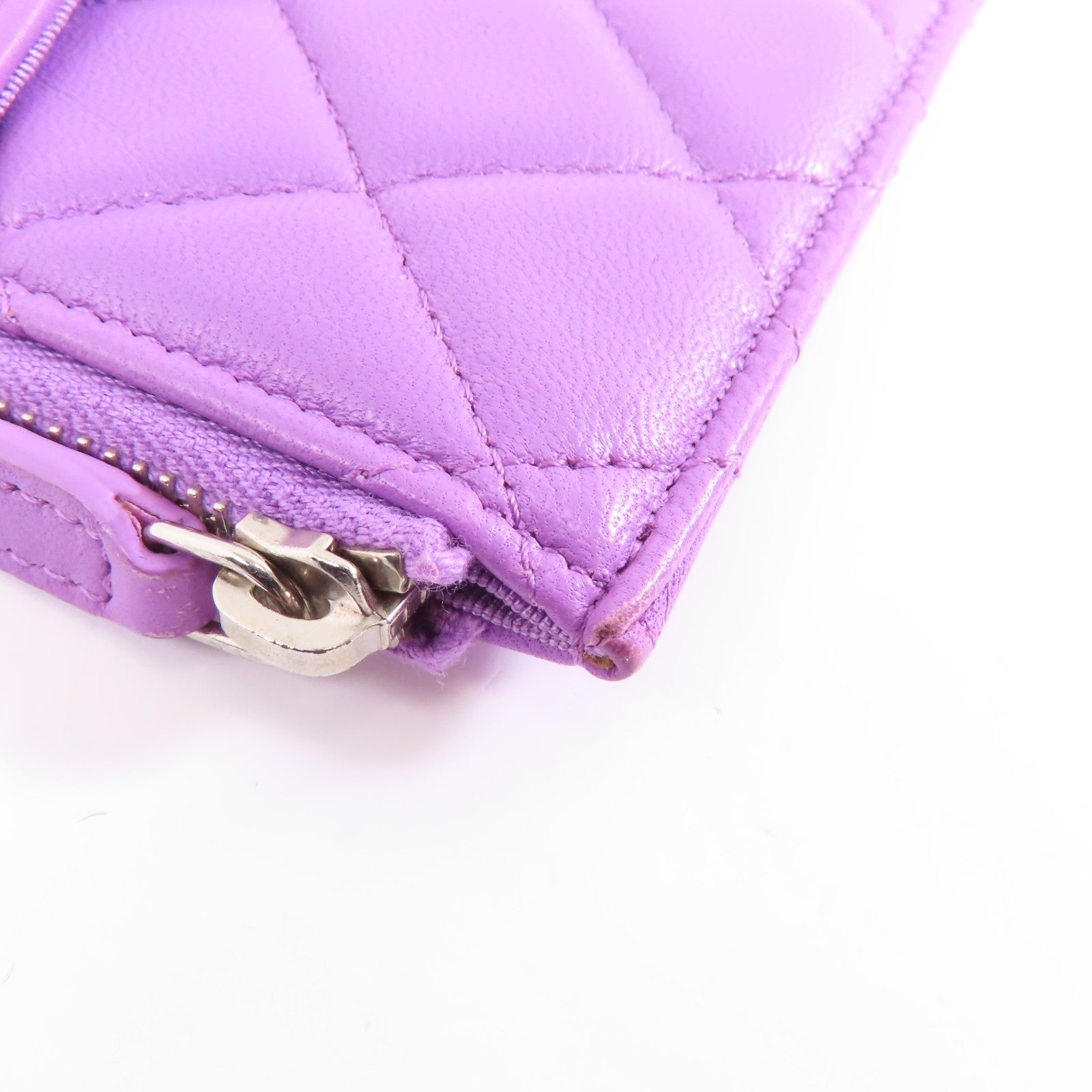CHANEL 菱格羊皮皮革Clutch Bag金扣手拿包紫色