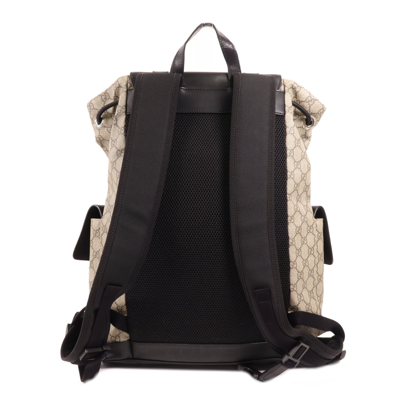GUCCI 塗層帆布/皮革Supreme Backpack銀扣背包