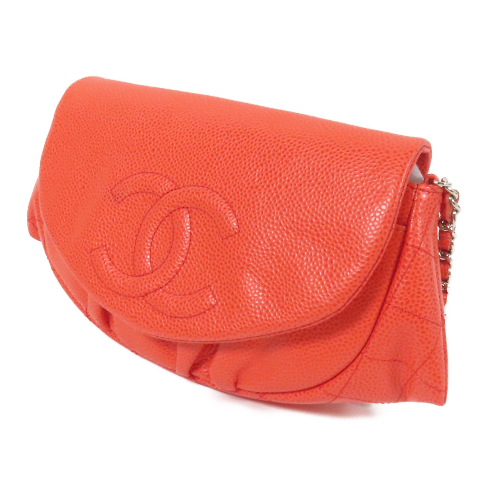 CHANEL 牛皮皮革Chain Wallet銀扣肩背袋