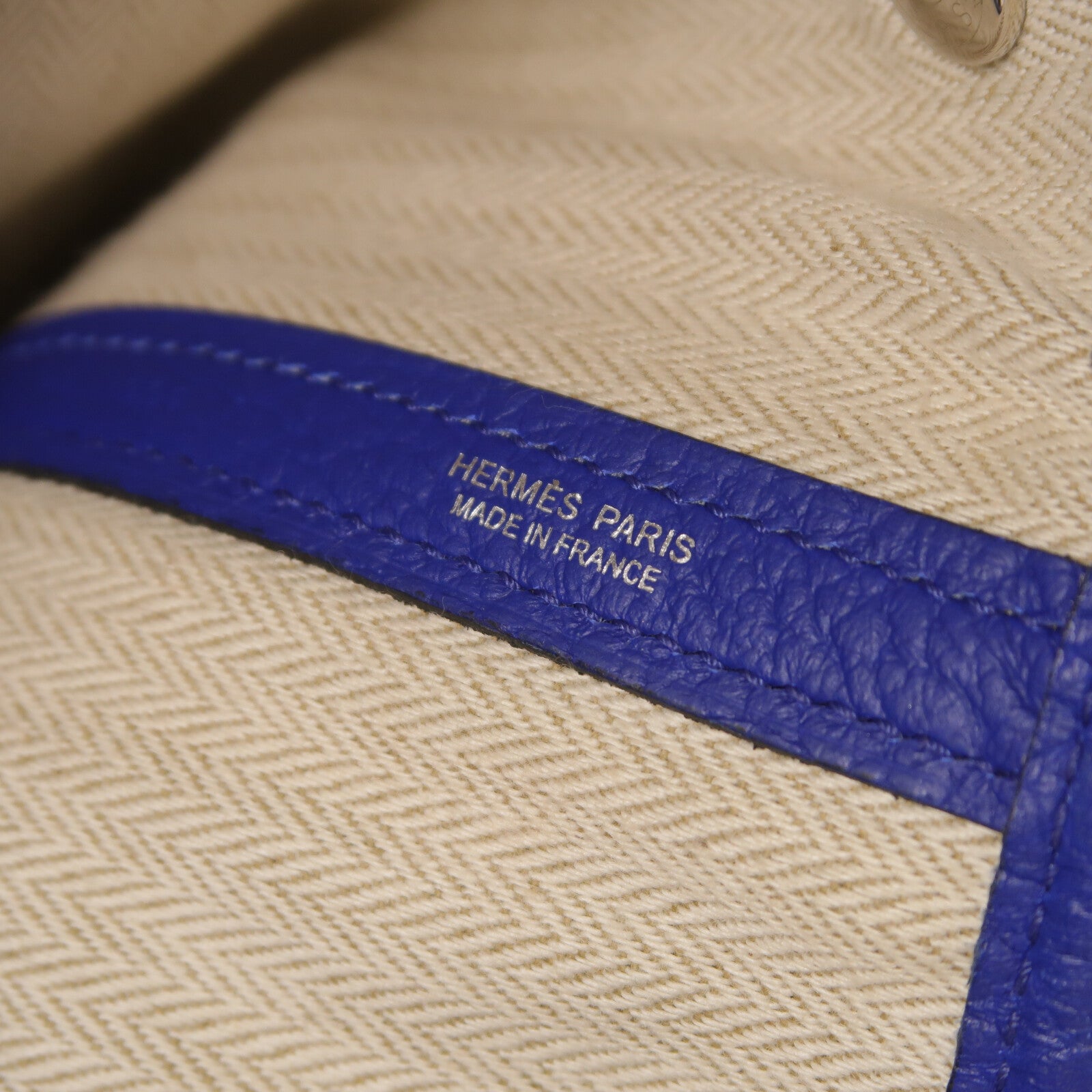 HERMES Country皮革Garden Party PM手挽袋Blue Electric