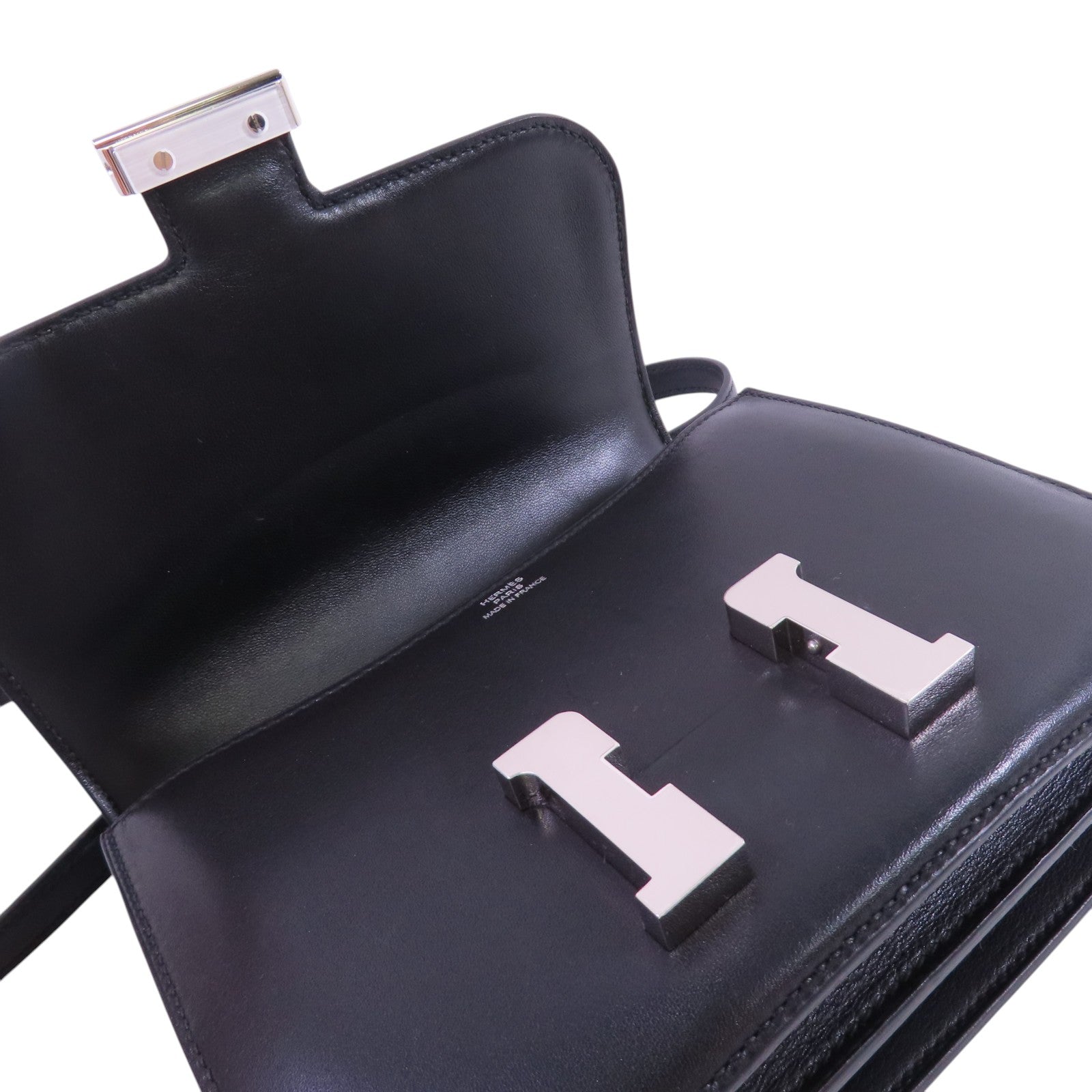 HERMES Swift皮革Mini Constance Shoulder Bag銀扣肩背袋