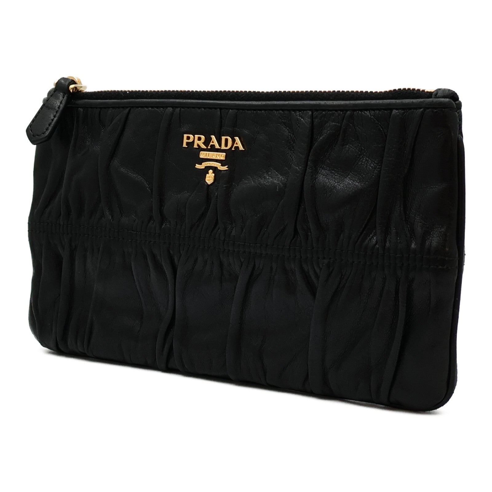 PRADA 羊皮皮革Pouch金扣手拿包