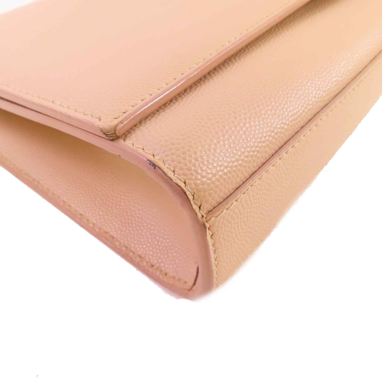 YVES SAINT LAURENT 牛皮皮革Kate Small Shoulder Bag銀扣鏈帶肩背袋杏色