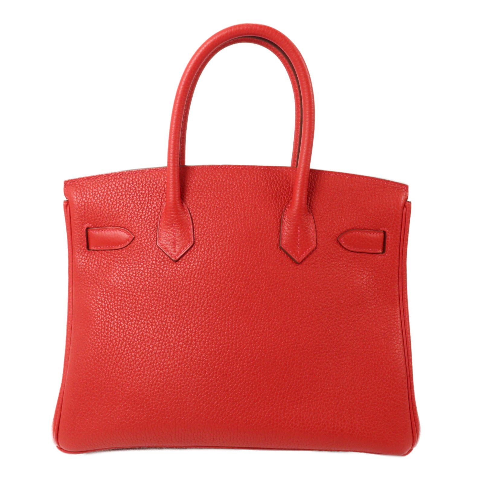 HERMES Clemence皮革Birkin 30手挽袋Rouge Casaque
