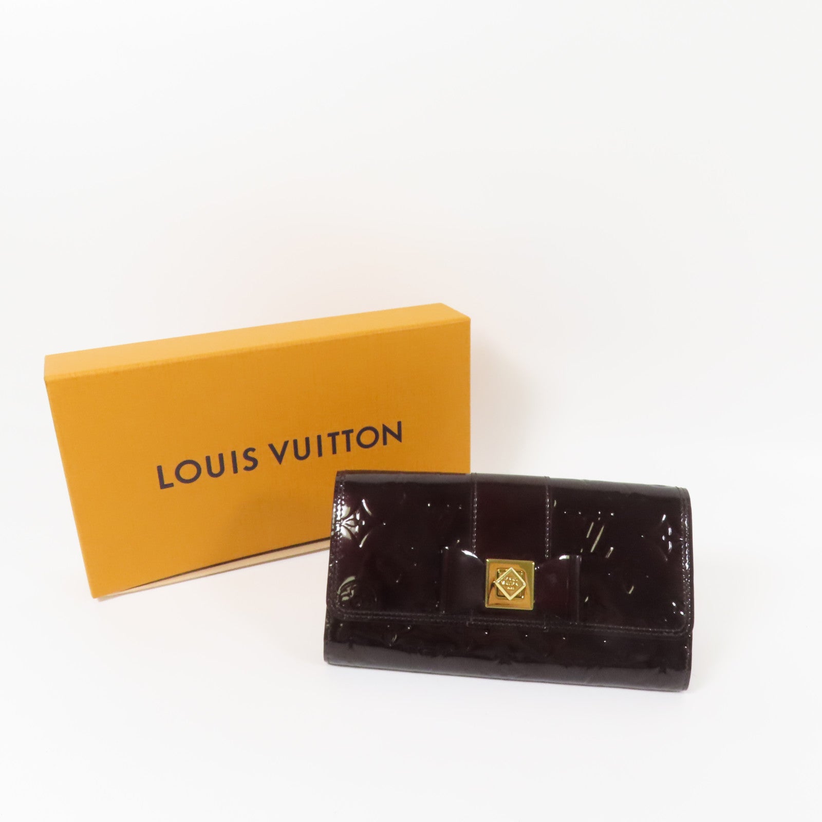 LOUIS VUITTON Monogram Vernis Sarah Wallet金扣長錢包