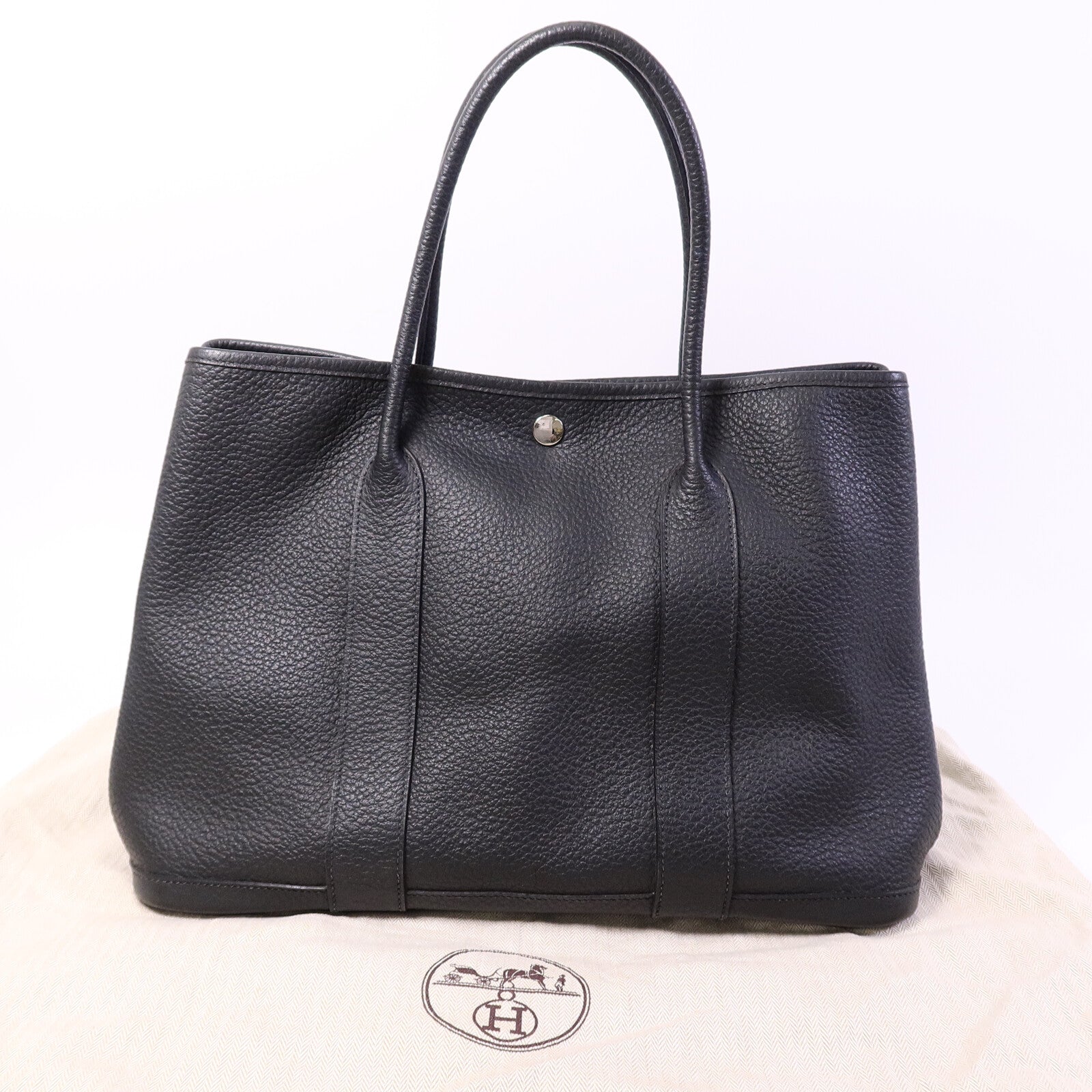 HERMES Negonda皮革GardenParty PM手挽袋Noir