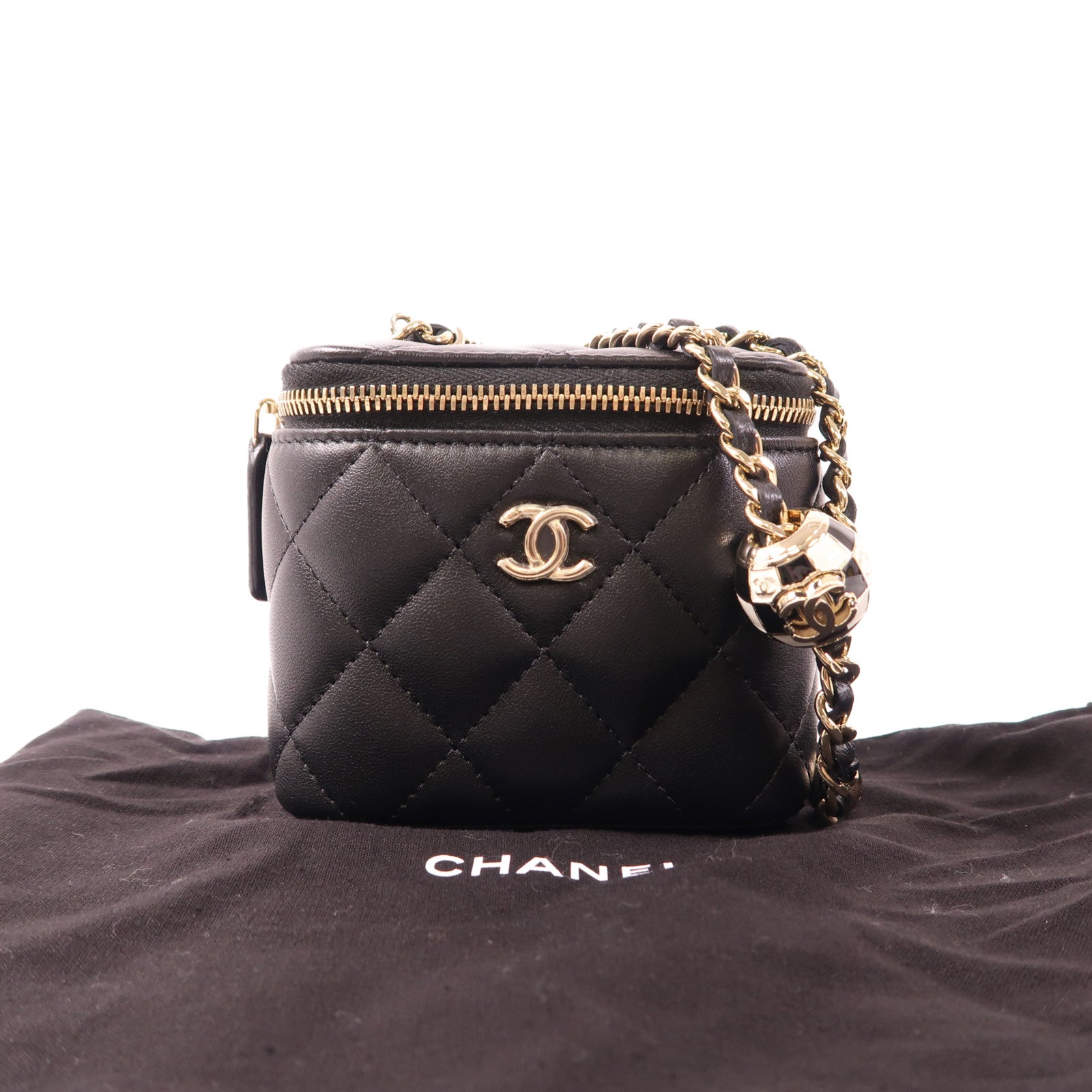 CHANEL 羊皮皮革Mini Vanity Case金扣鏈帶肩背袋