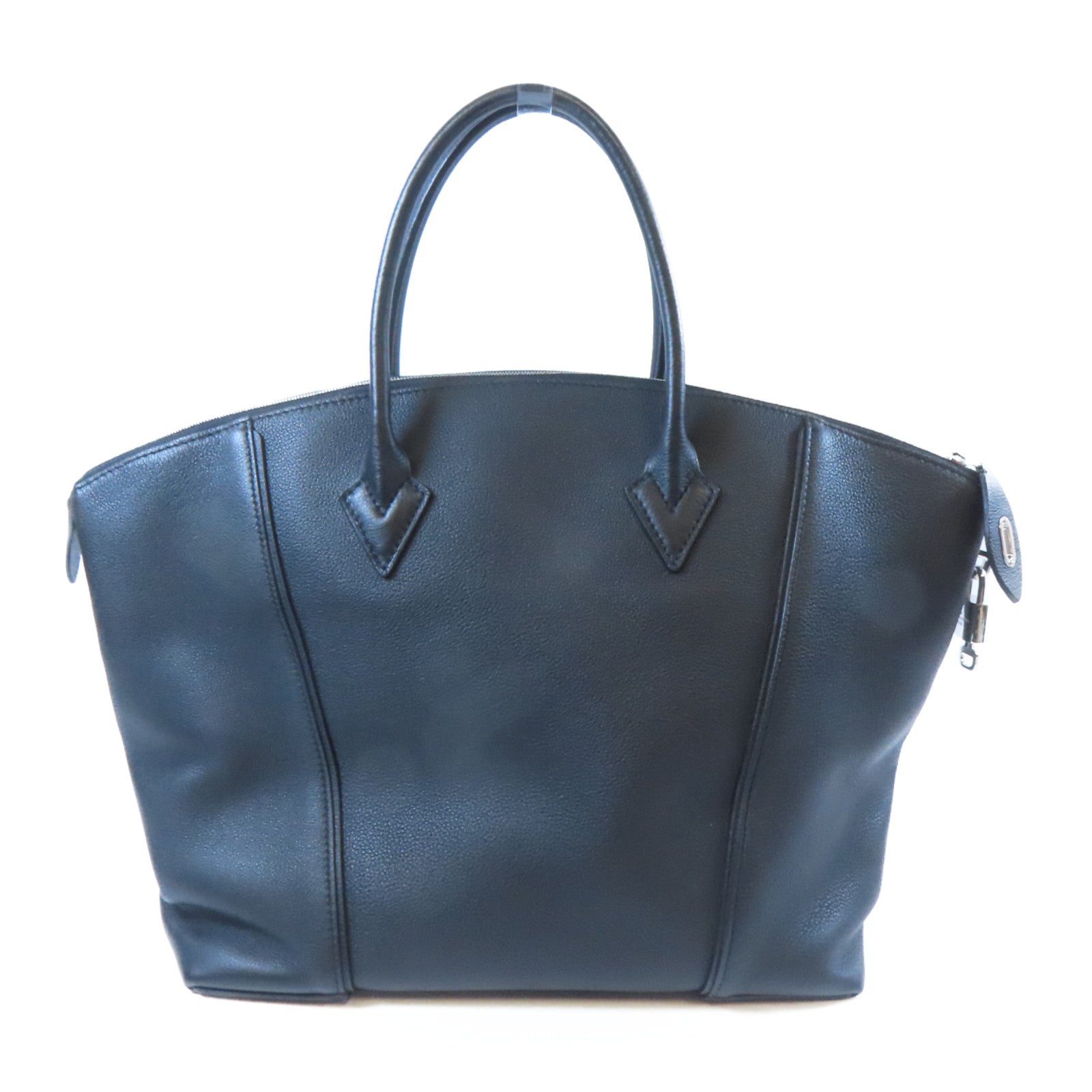 LOUIS VUITTON 【激減優惠】牛皮皮革Lockit MM銀扣手挽袋黑色