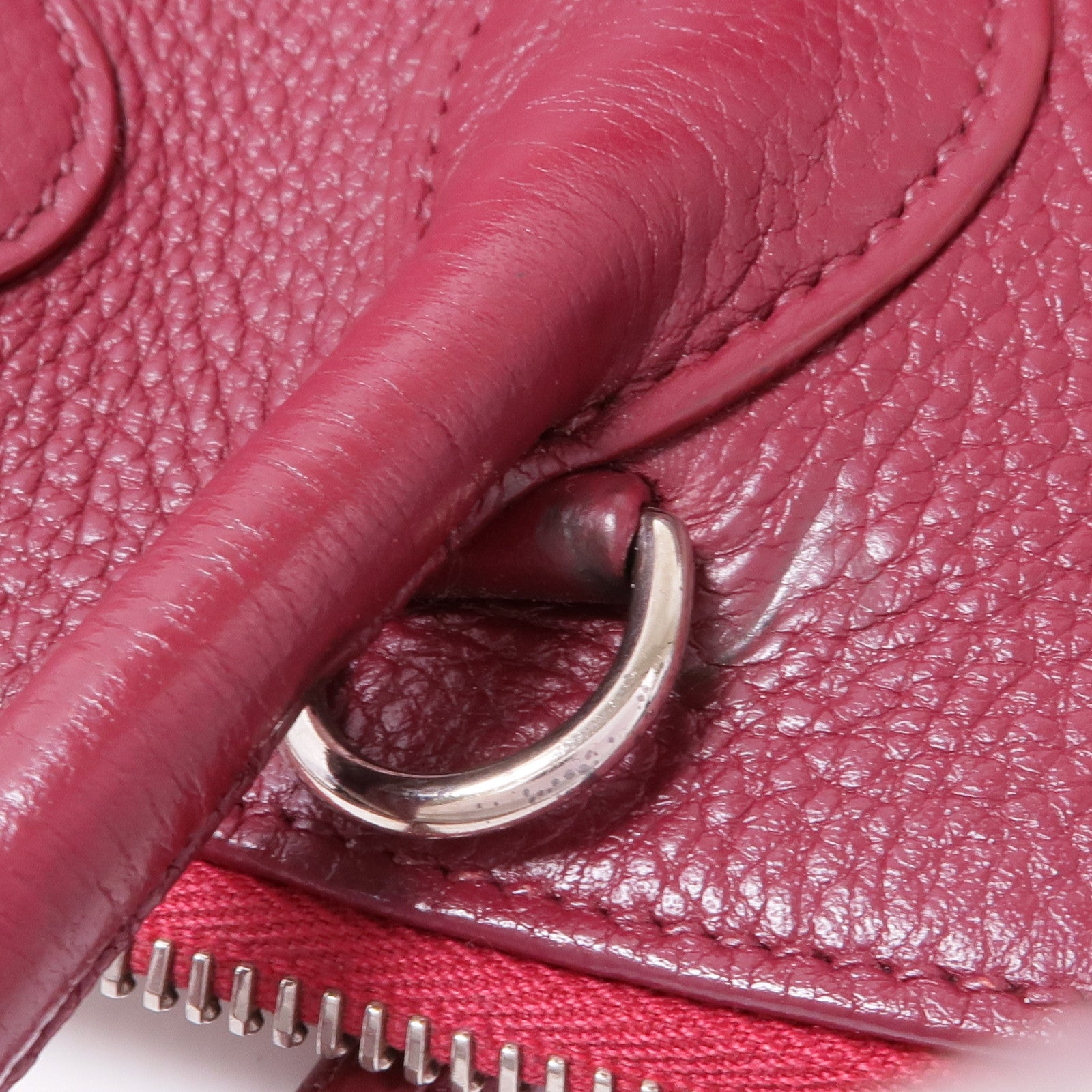 HERMES Clemence皮革Bolide 35銀扣手挽肩背兩用袋Rubis