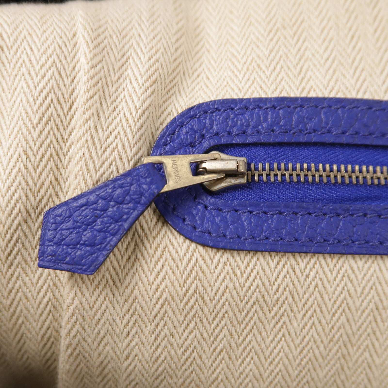 HERMES Country皮革Garden Party PM手挽袋Blue Electric
