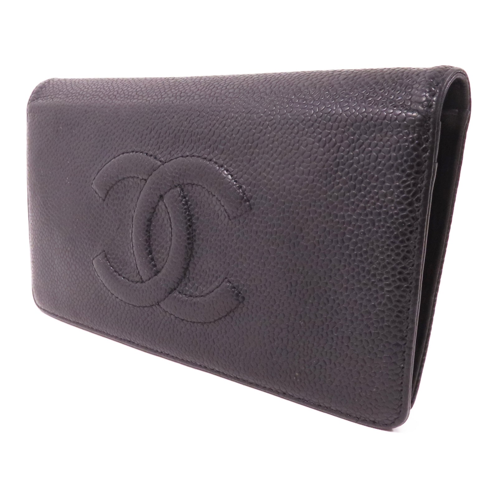 CHANEL 牛皮皮革Long Wallet銀扣長錢包