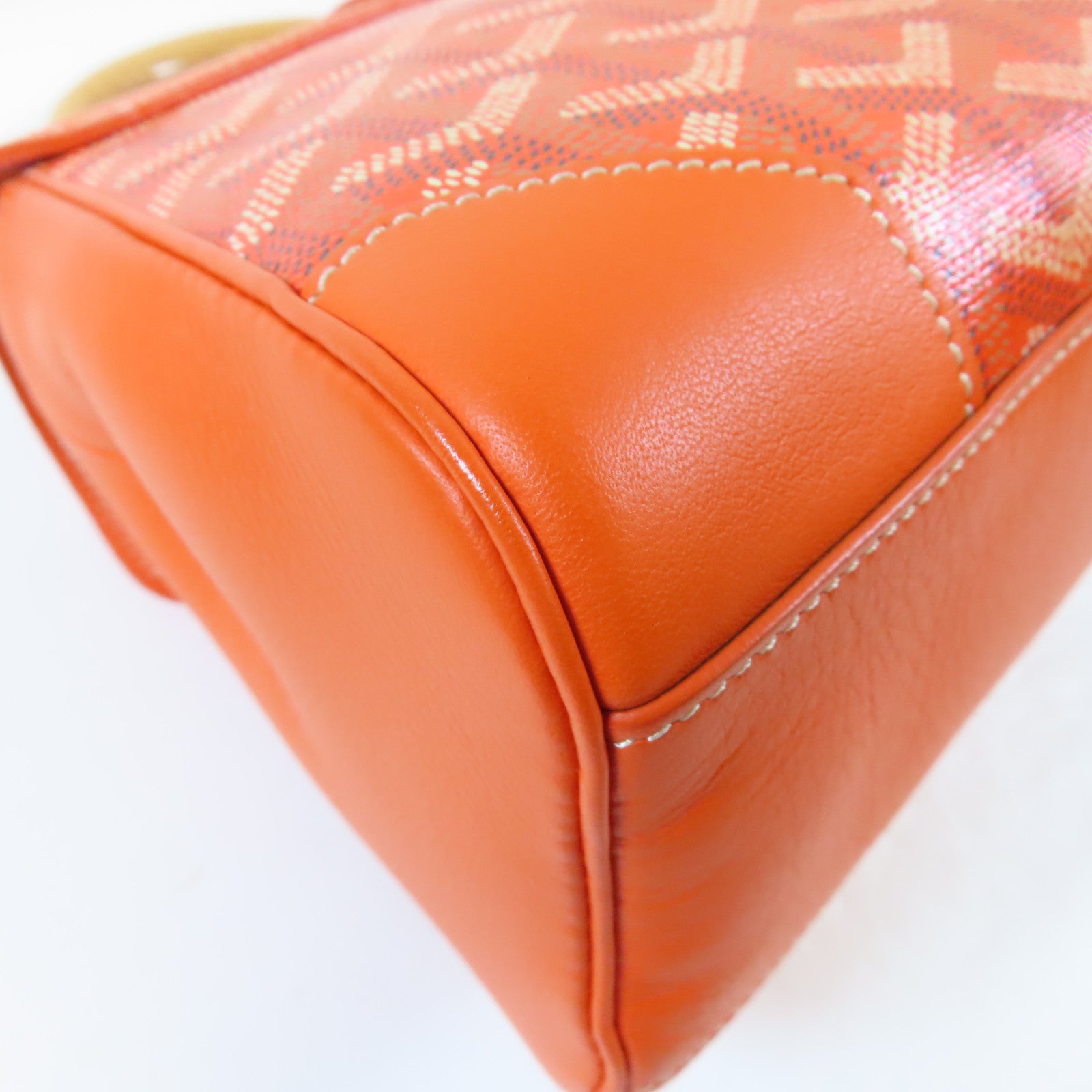 GOYARD 塗層帆布/牛皮皮革Saigon銀扣手挽肩背兩用袋橙色