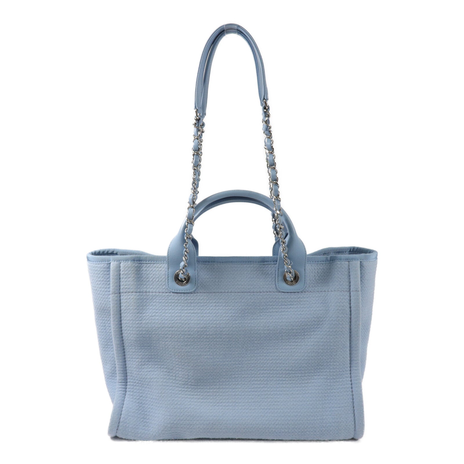 CHANEL 帆布Deauville Tote鏈帶手挽肩背兩用袋
