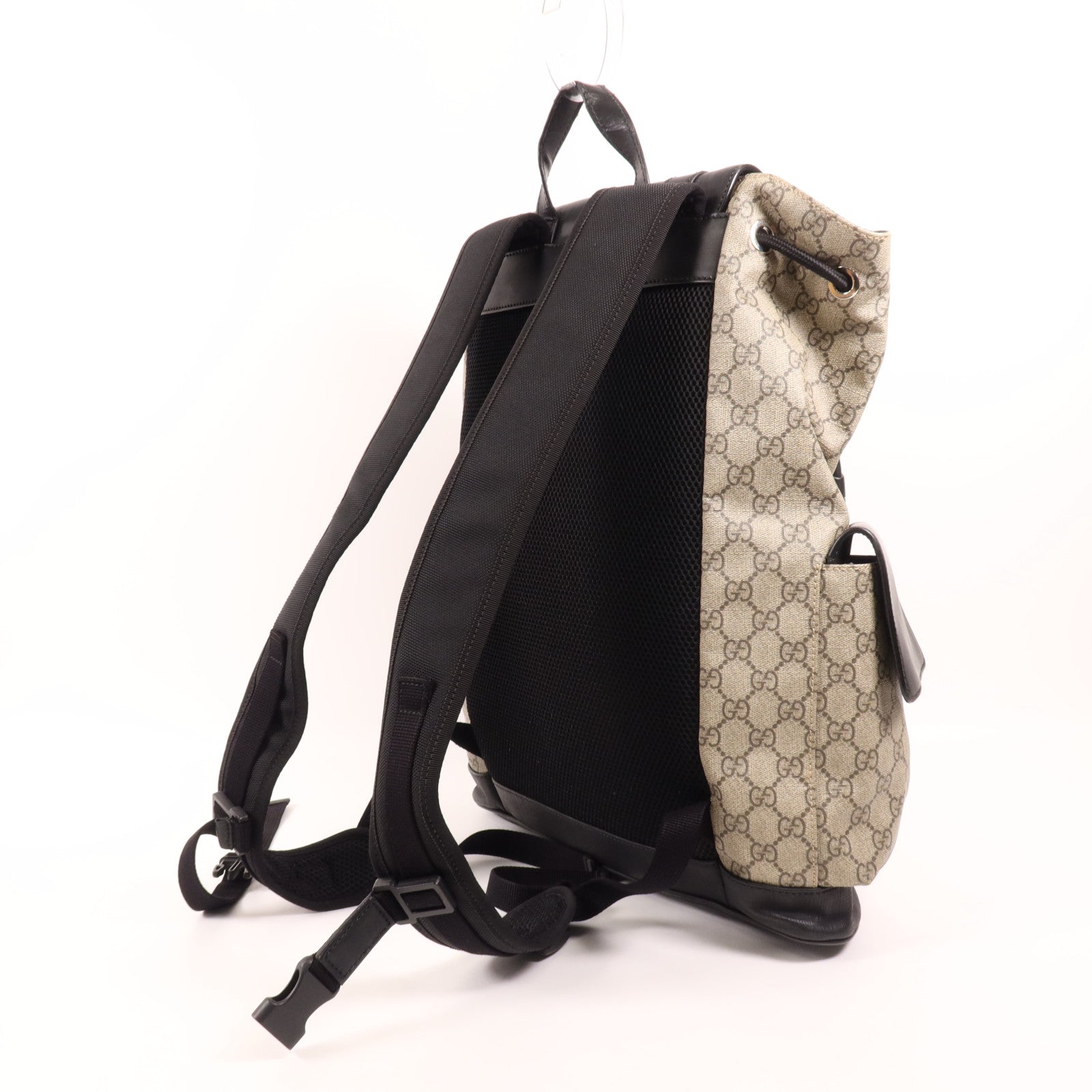 GUCCI 塗層帆布/皮革Supreme Backpack銀扣背包