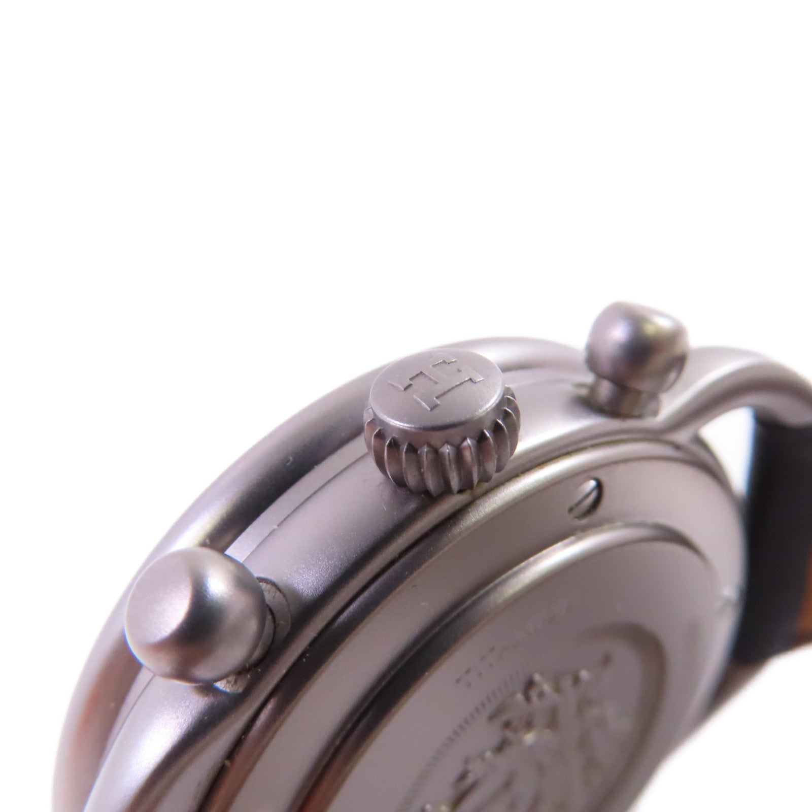 HERMES Arceau Chrono Titane Watch鈦金屬/皮帶自動機芯手錶黑色