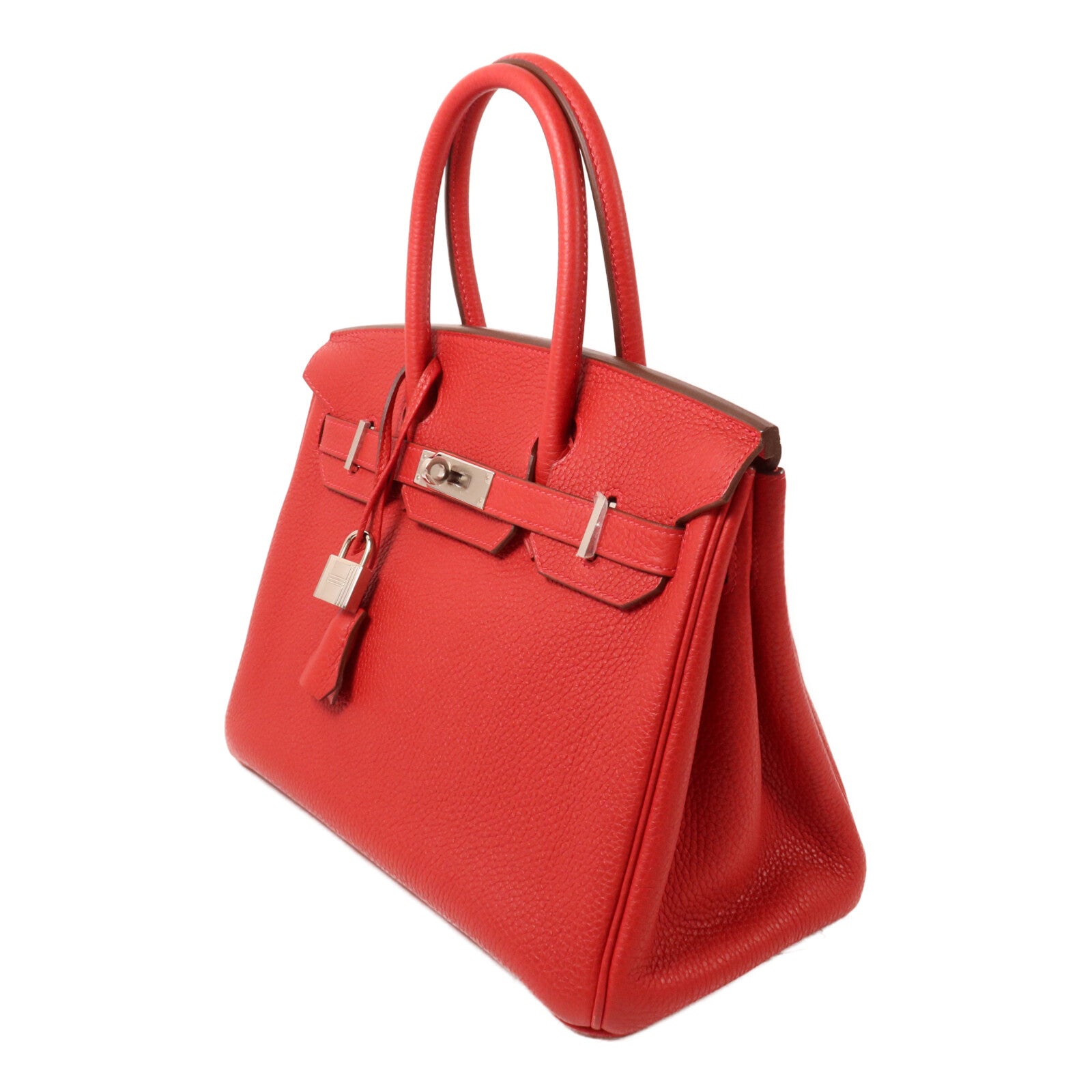 HERMES Clemence皮革Birkin 30手挽袋Rouge Casaque