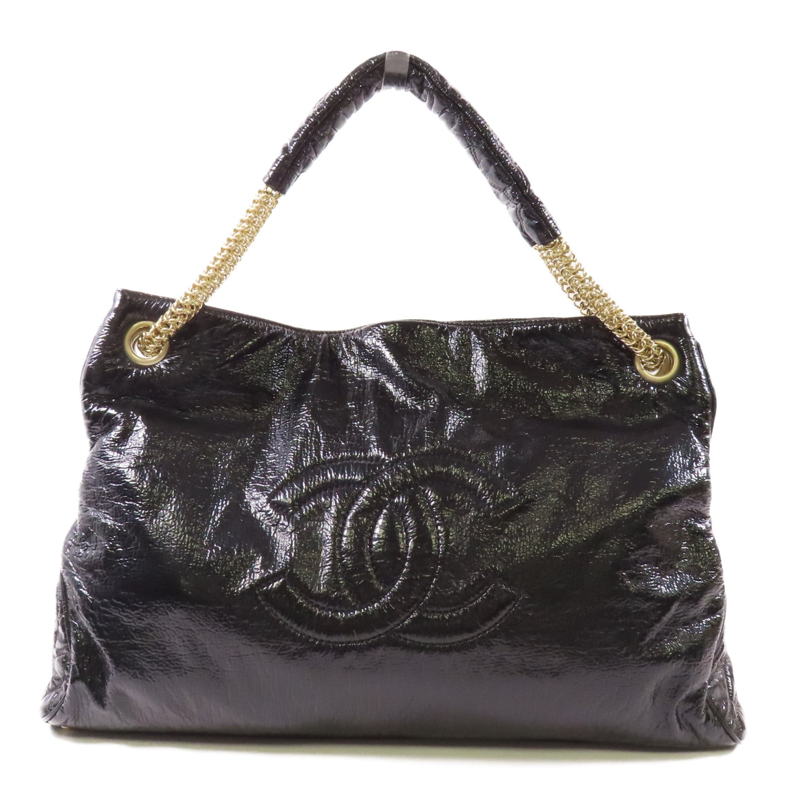 CHANEL 皮革Chain Shoulder金扣鏈帶肩背袋
