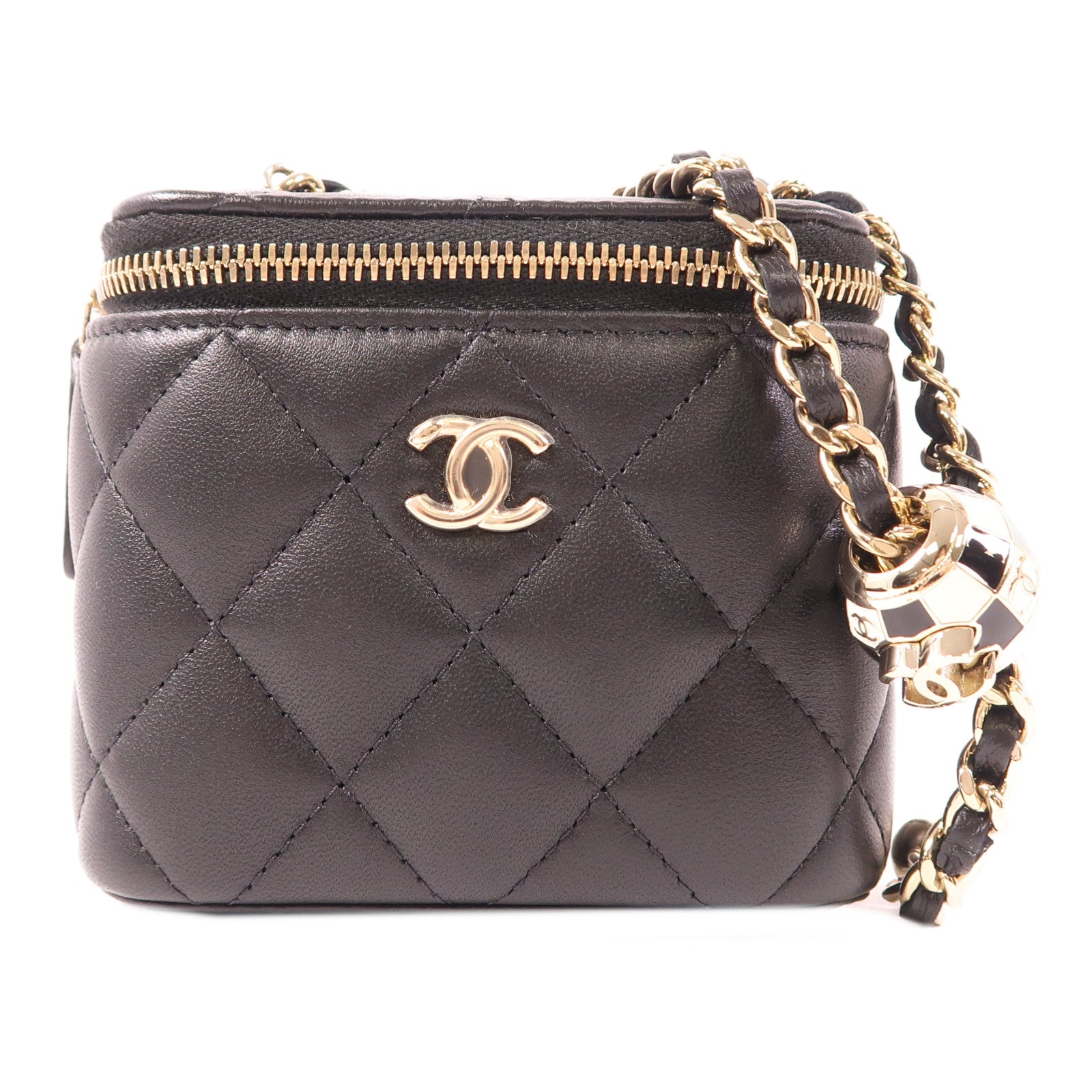 CHANEL 【激減優惠】羊皮皮革Mini Vanity Case金扣鏈帶肩背袋