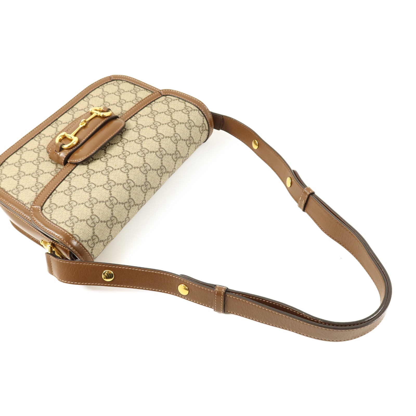 GUCCI 塗層帆布Horsebit 1955 Medium金扣肩背袋