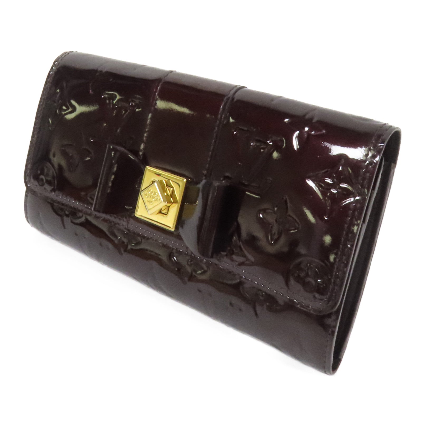 LOUIS VUITTON Monogram Vernis Sarah Wallet金扣長錢包