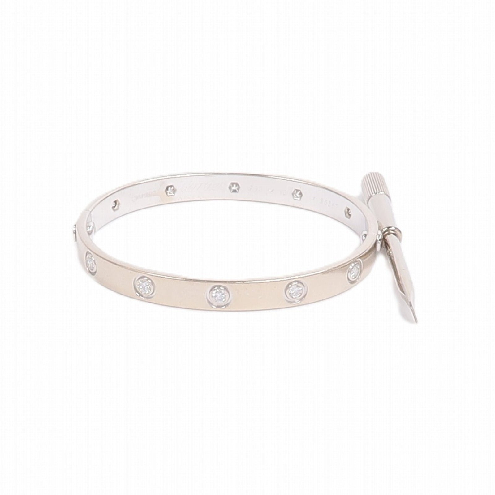 CARTIER 18K白金Love Bracelet 10 Diamonds鑽石手鐲