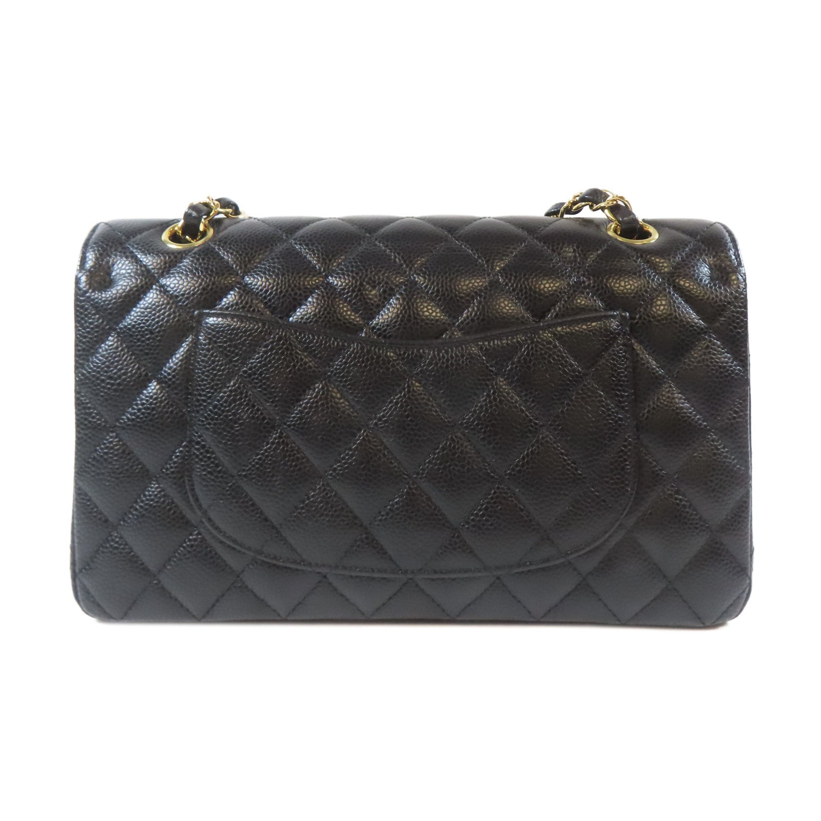 CHANEL 【激減優惠】菱格Caviar皮革Classic 25cm金扣鏈帶肩背袋黑色