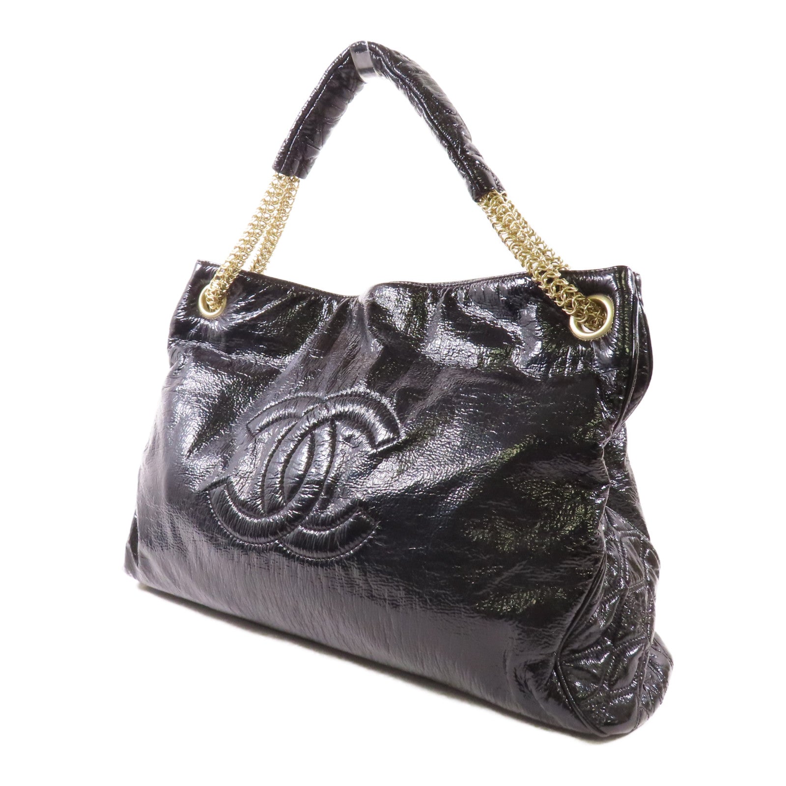 CHANEL 皮革Chain Shoulder金扣鏈帶肩背袋