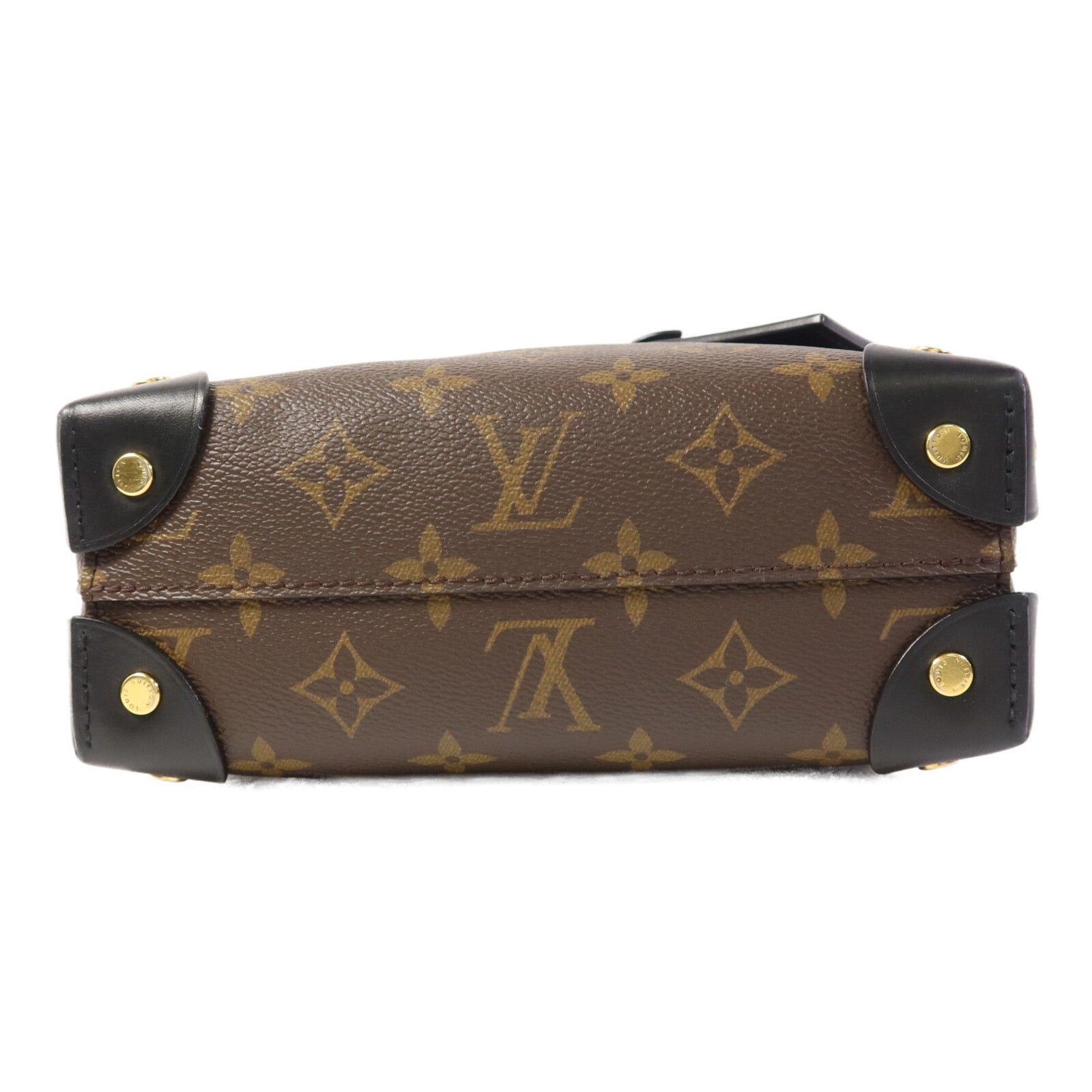 LOUIS VUITTON Monogram Petite Malle Souple金扣手挽肩背兩用袋棕色
