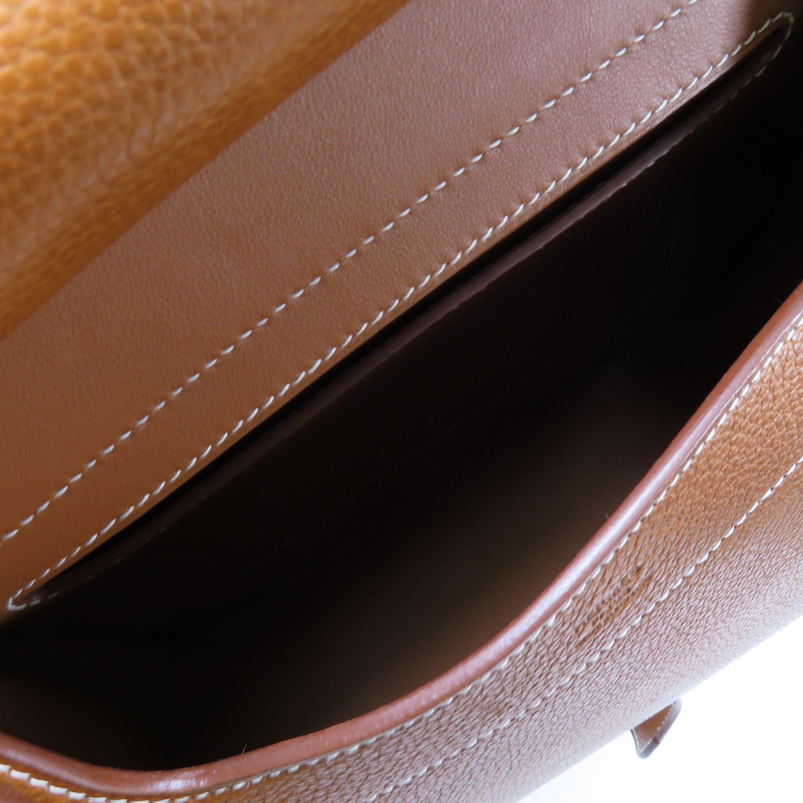 HERMES Barenia Faubourg皮革Mali-Selle Messenger Bag銀扣肩背袋啡色