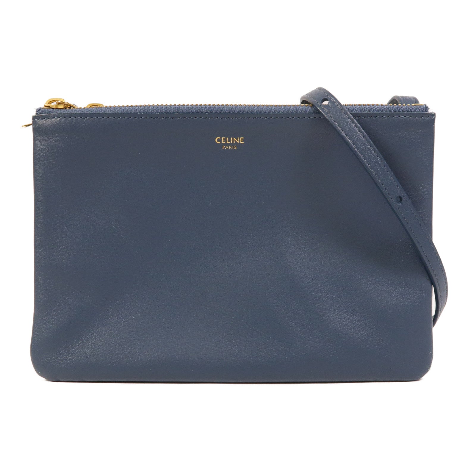 CELINE 羊皮皮革Trio金扣肩背袋
