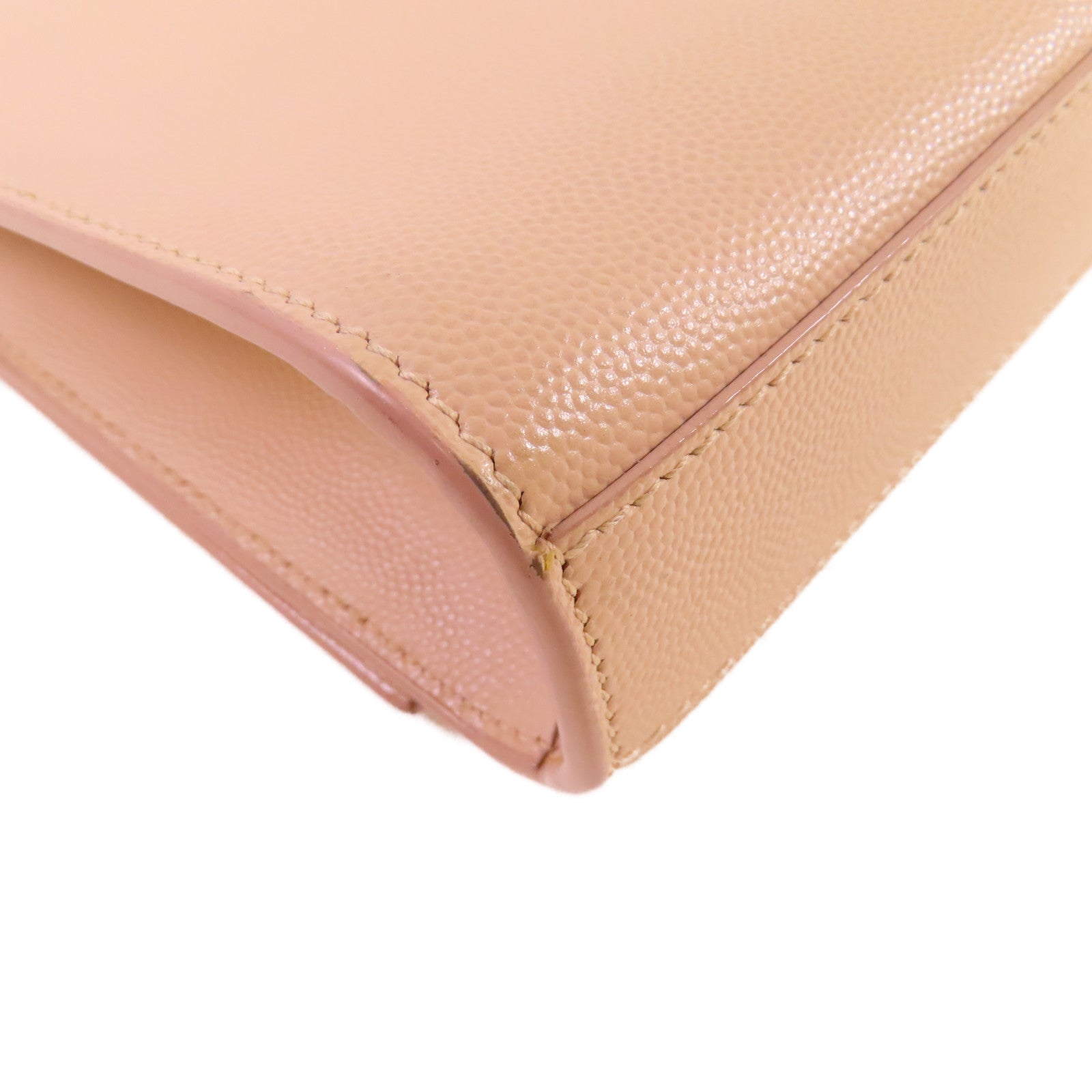 YVES SAINT LAURENT 牛皮皮革Kate Small Shoulder Bag銀扣鏈帶肩背袋杏色