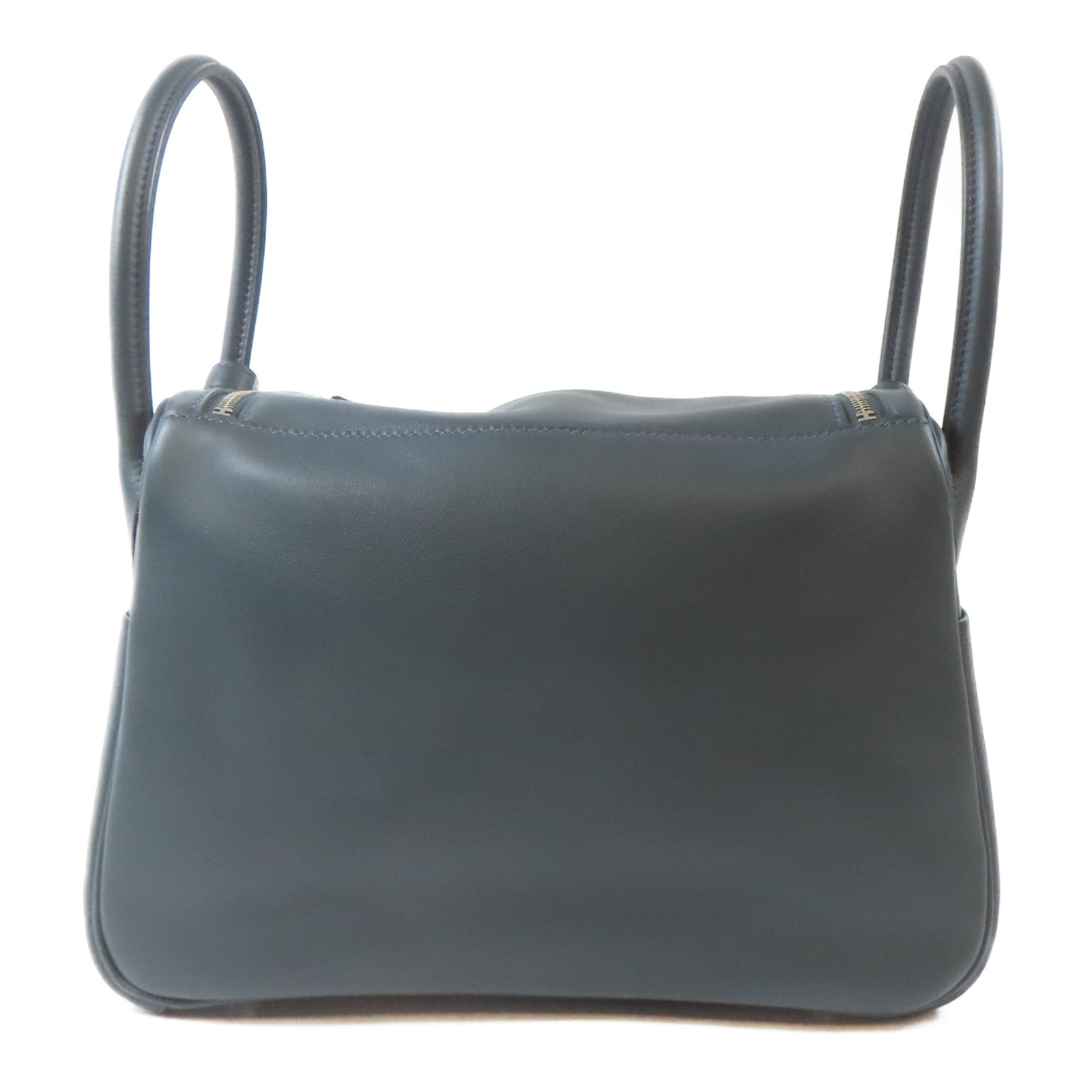 HERMES Swift皮革Lindy 26銀扣肩背袋Bleu Indigo/深綠色