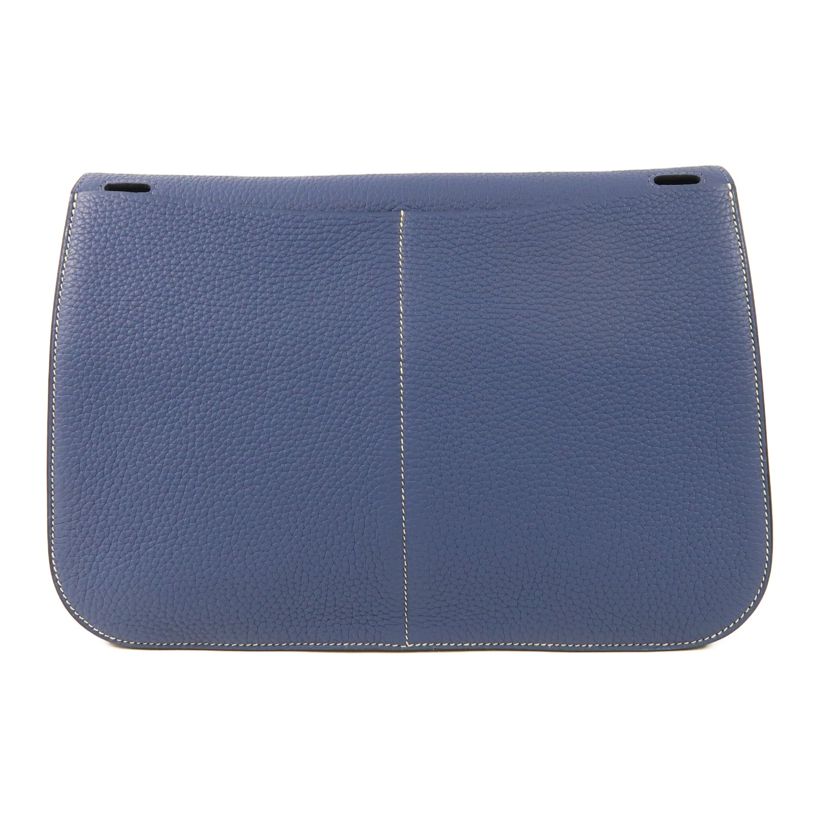 HERMES PHW Halzan 31 2 Way Shoulder Handbag Clemence Leather Bleu Brighton