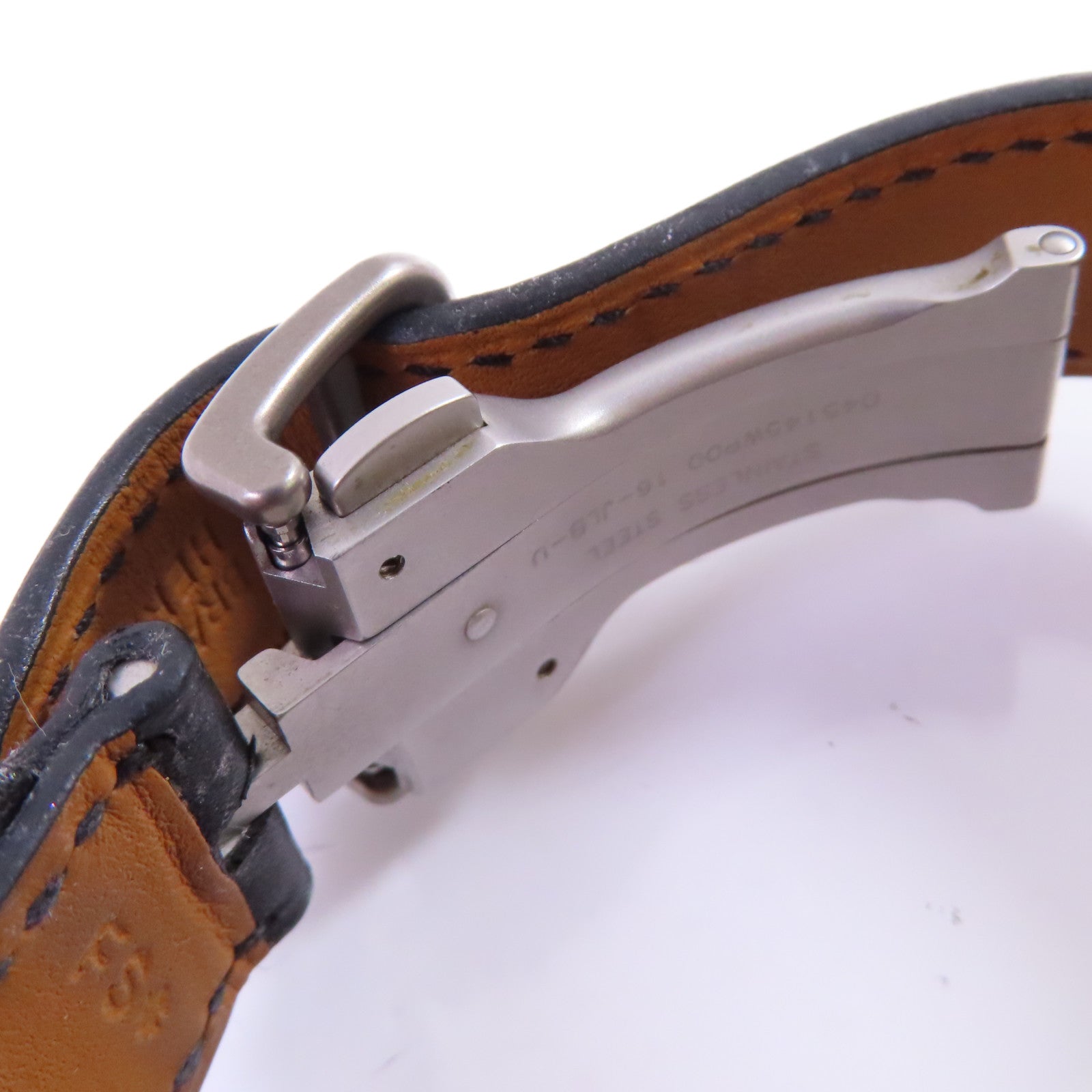 HERMES Arceau Chrono Titane Watch鈦金屬/皮帶自動機芯手錶黑色
